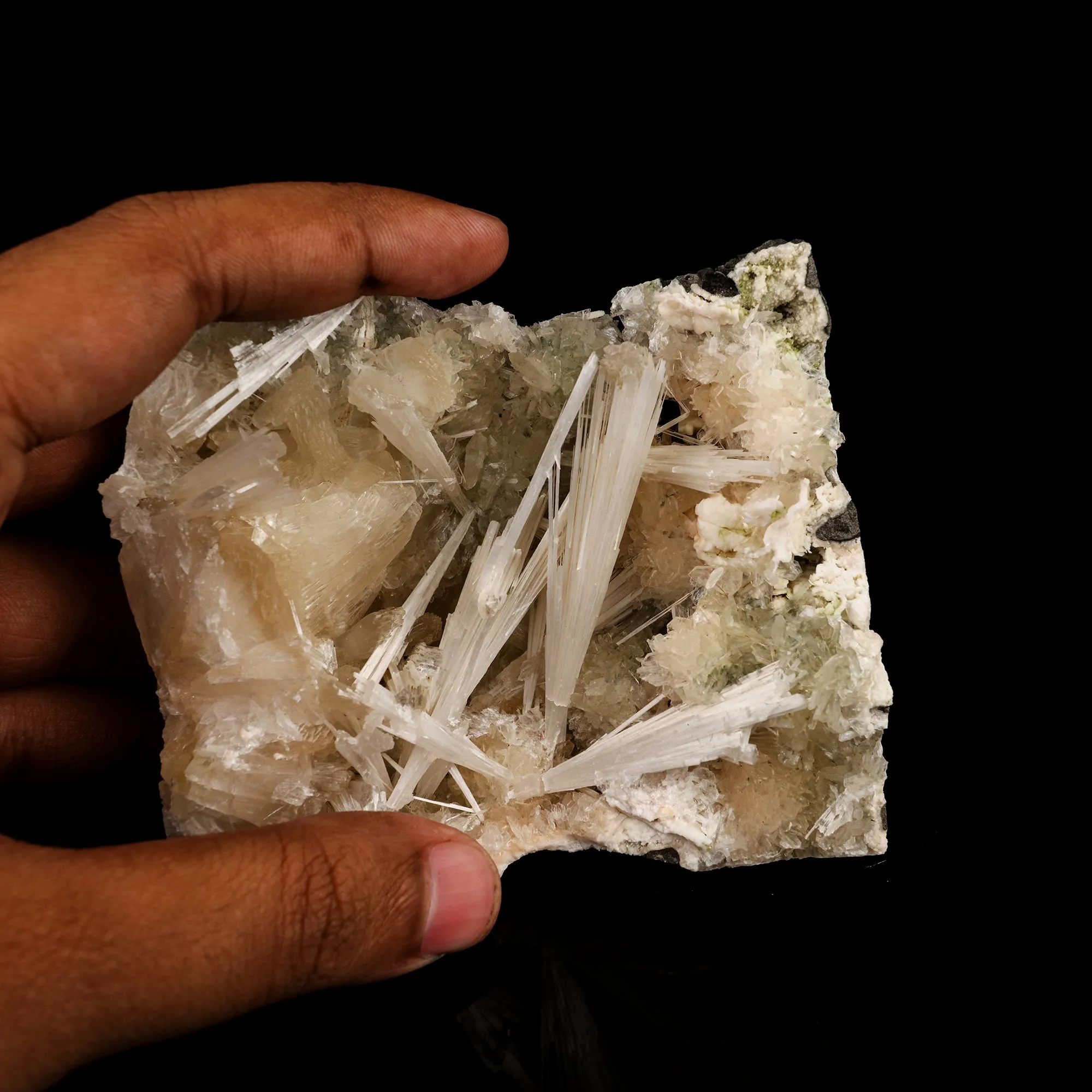 Scolecite Sprays in Stilbite Geode Natural Mineral Specimen - image 4
