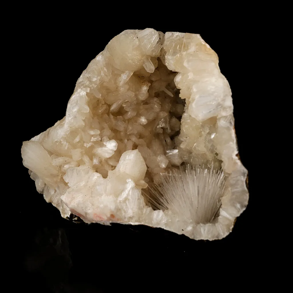 Scolecite Sprays in Stilbite Geode Natural Mineral Specimen - image 3