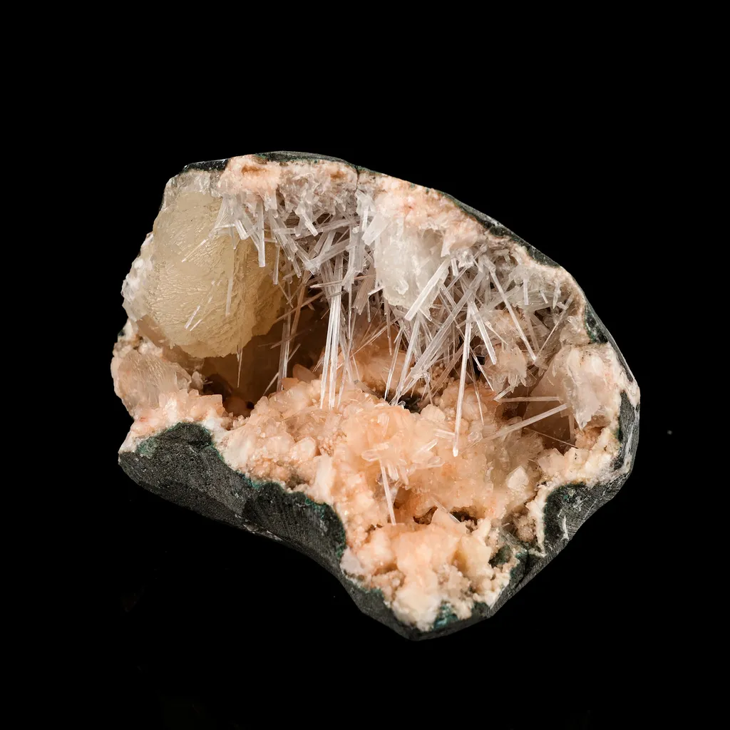 Scolecite Sprays in Stilbite Geode Natural Mineral Specimen - image 2