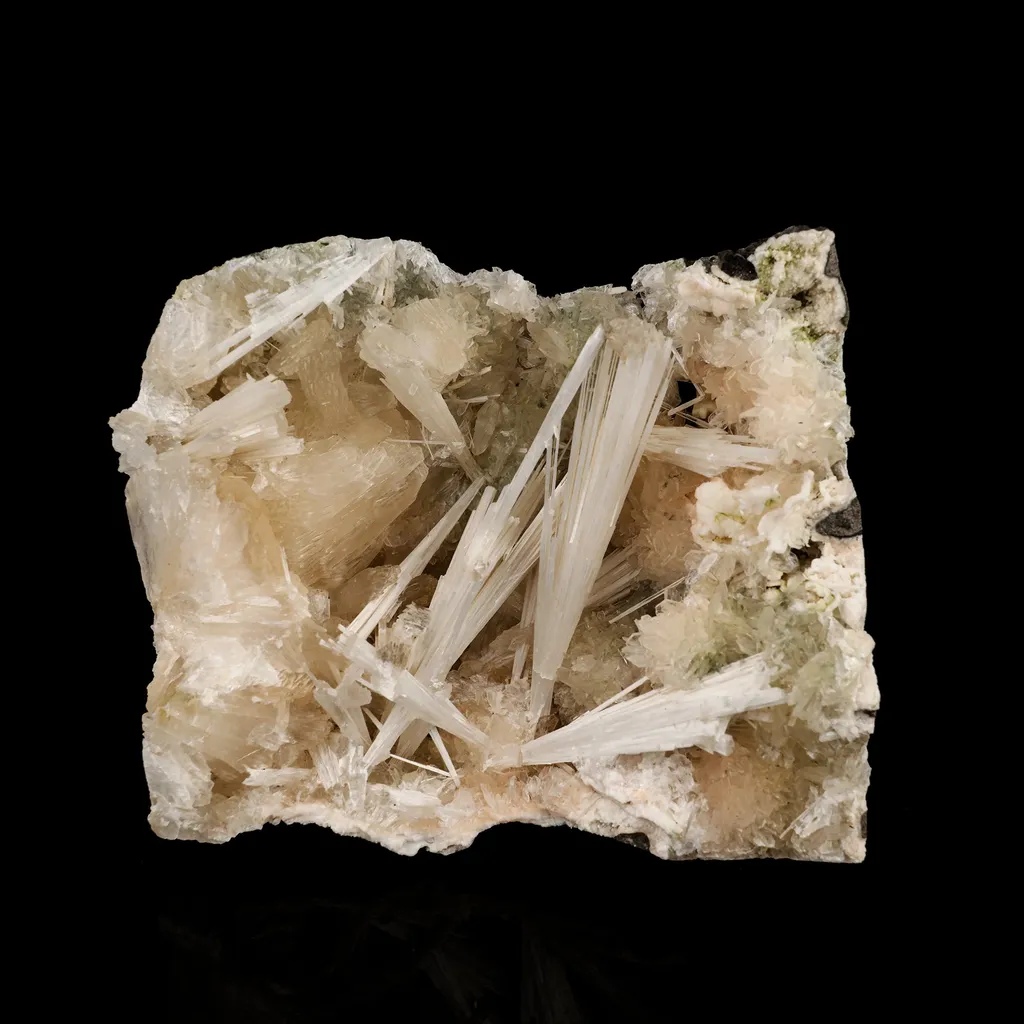 Scolecite Sprays in Stilbite Geode Natural Mineral Specimen image