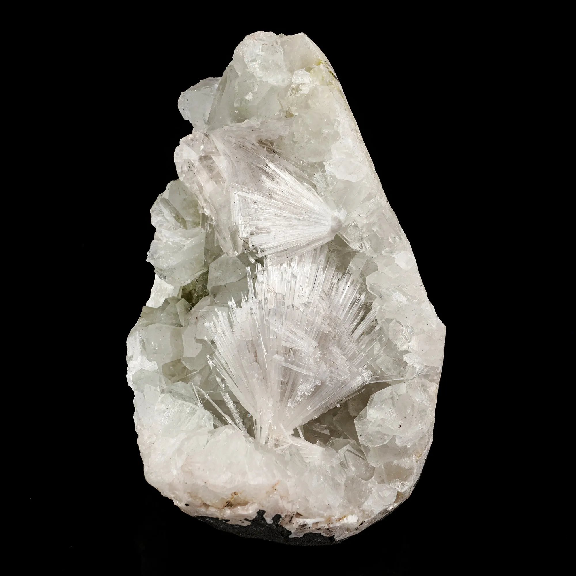 Scolecite Sprays Inside Apophyllite Geode Self Standing Natural Mineral Specimen - image 1