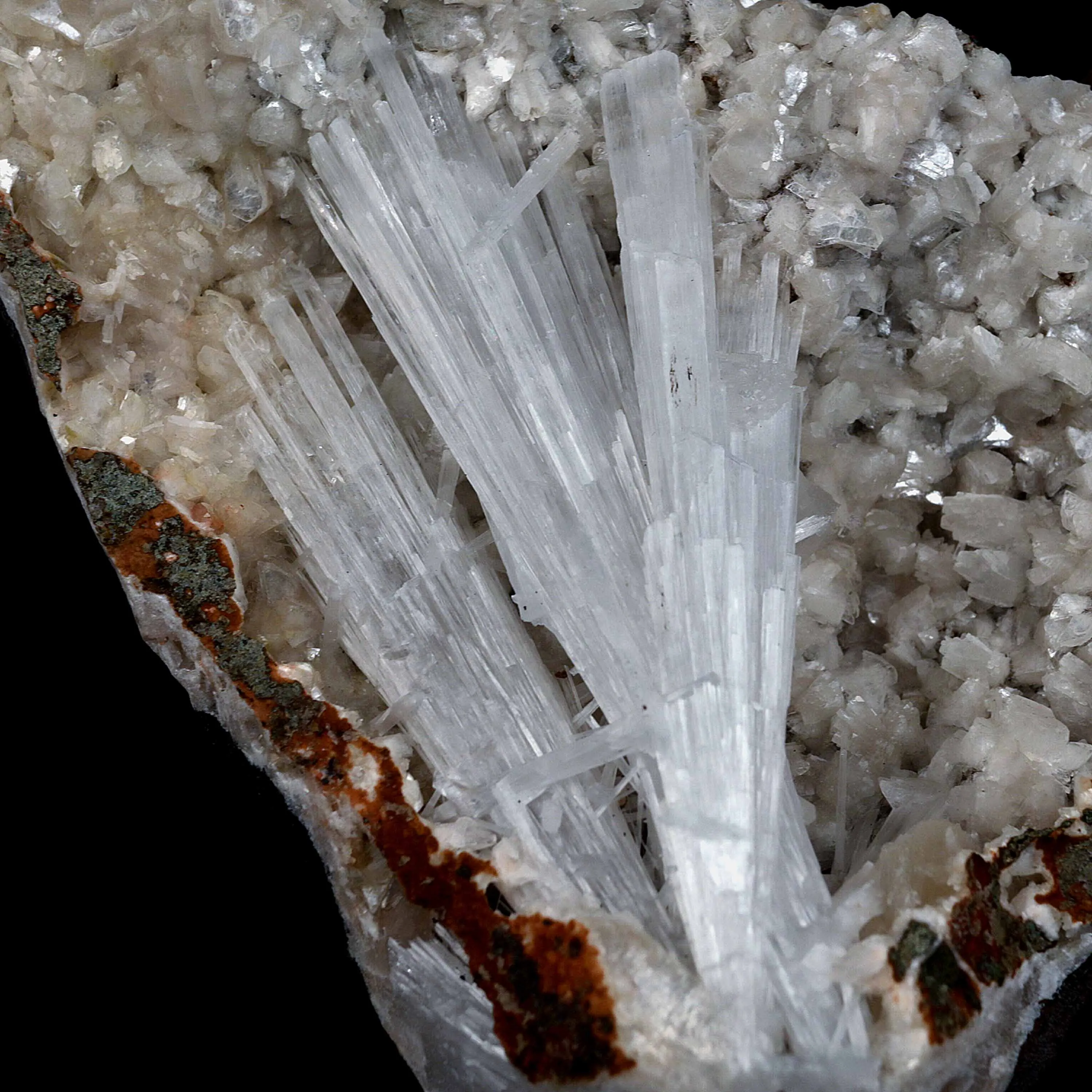 Scolecite Sprays Inside Fan Shape Heulandite Geode Natural Mineral Specimen - image 2