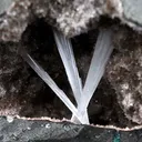 Scolecite Sprays Inside Geode Natural Mineral Specimen - image 2
