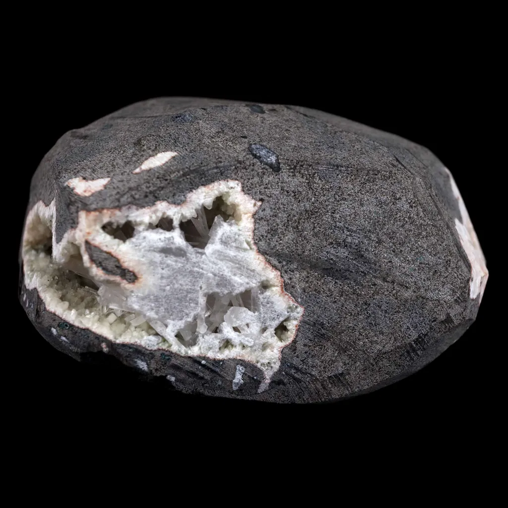 Scolecite Sprays Inside Geode Natural Mineral Specimen - image 6