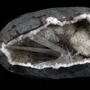 Scolecite Sprays Inside Geode Natural Mineral Specimen - image 2
