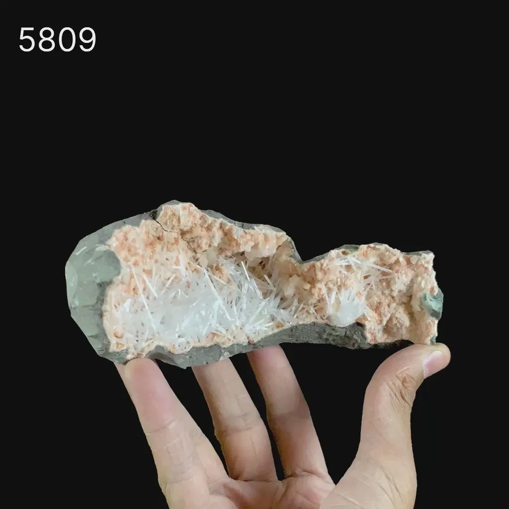 Scolecite Sprays Inside Heulandite Geode Natural Mineral Specimen - image 6