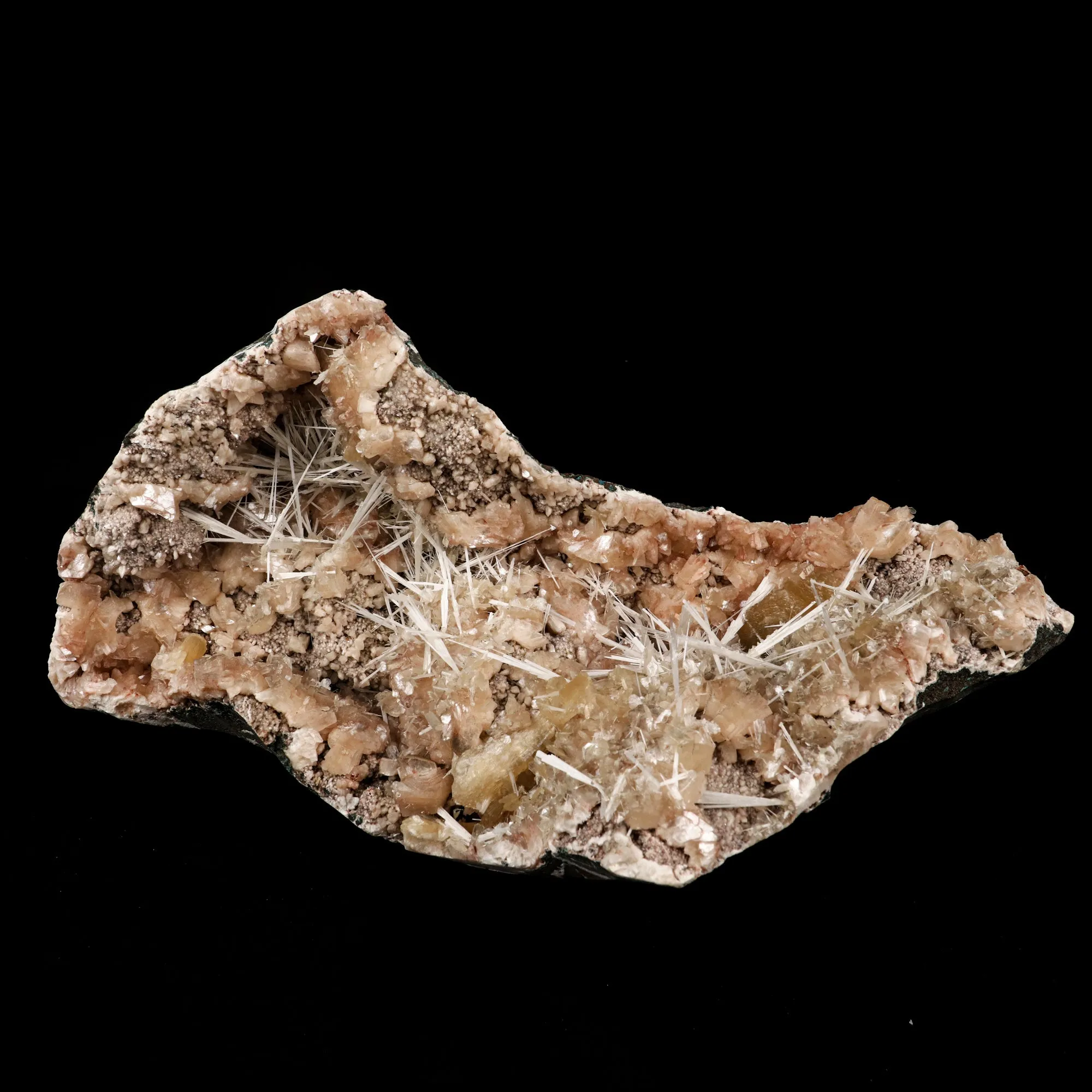 Scolecite Sprays Inside Heulandite Geode Natural Mineral Specimen - image 3