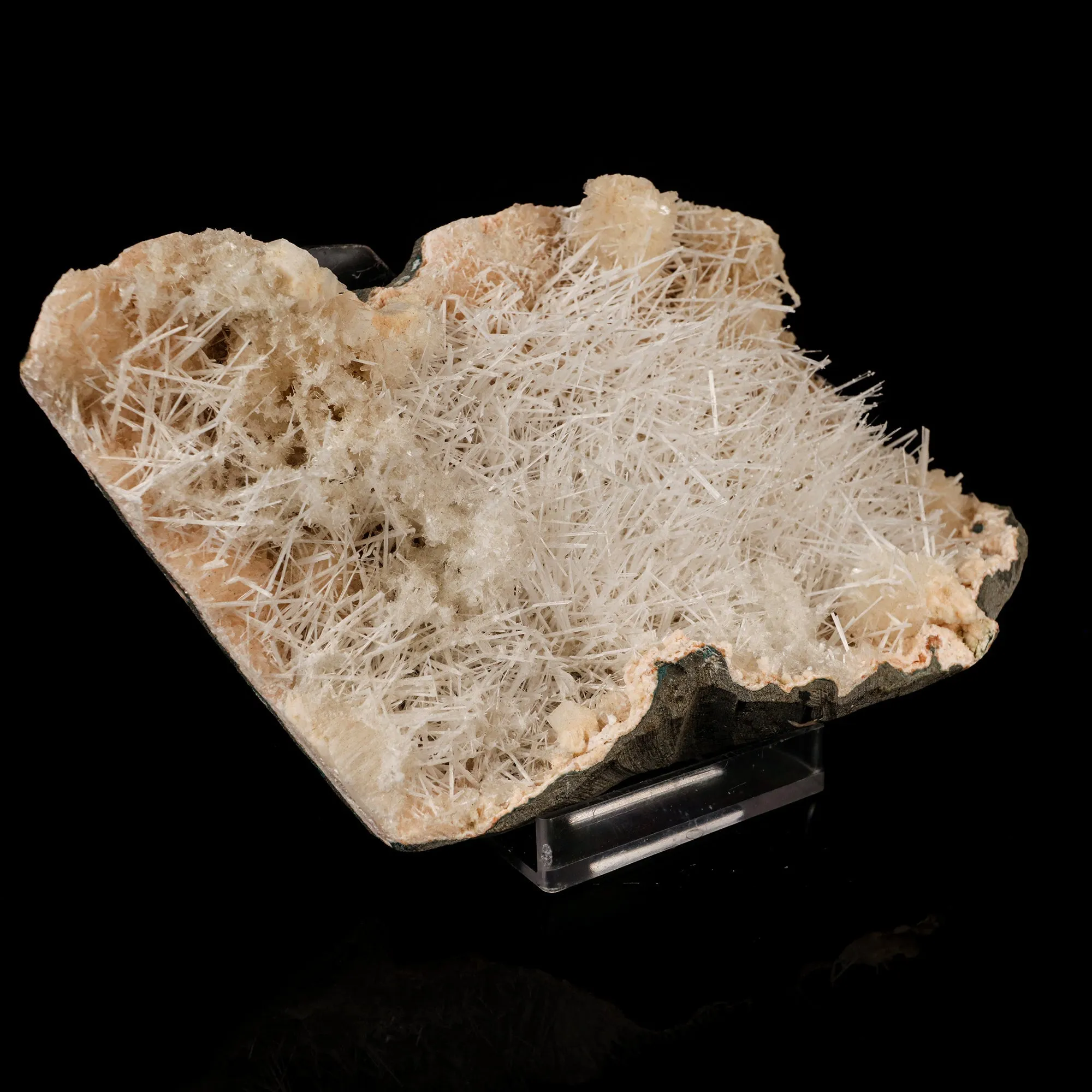 Scolecite Sprays Inside Heulandite Geode Natural Mineral Specimen - image 3