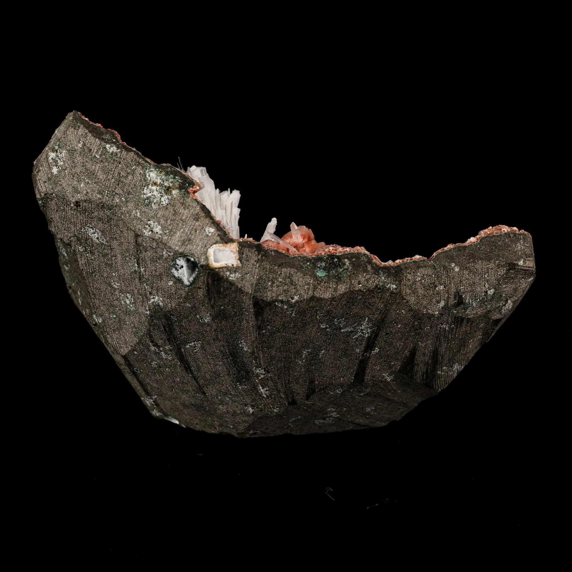 Scolecite Sprays Inside Heulandite Geode Natural Mineral Specimen - image 5