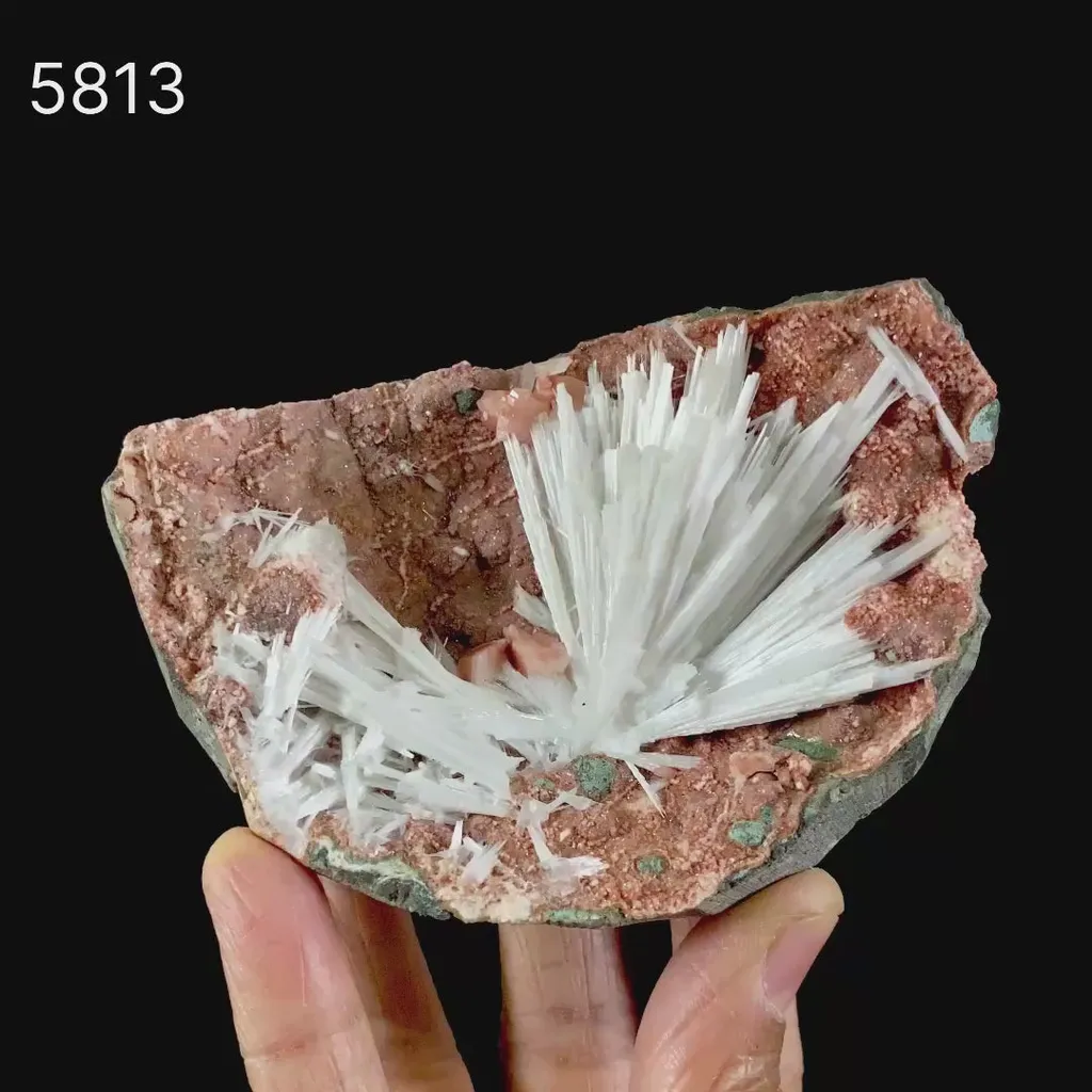 Scolecite Sprays Inside Heulandite Geode Natural Mineral Specimen - image 6