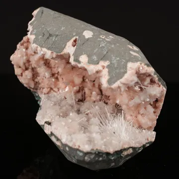 Scolecite Sprays Inside Heulandite Geode Natural Mineral Specimen