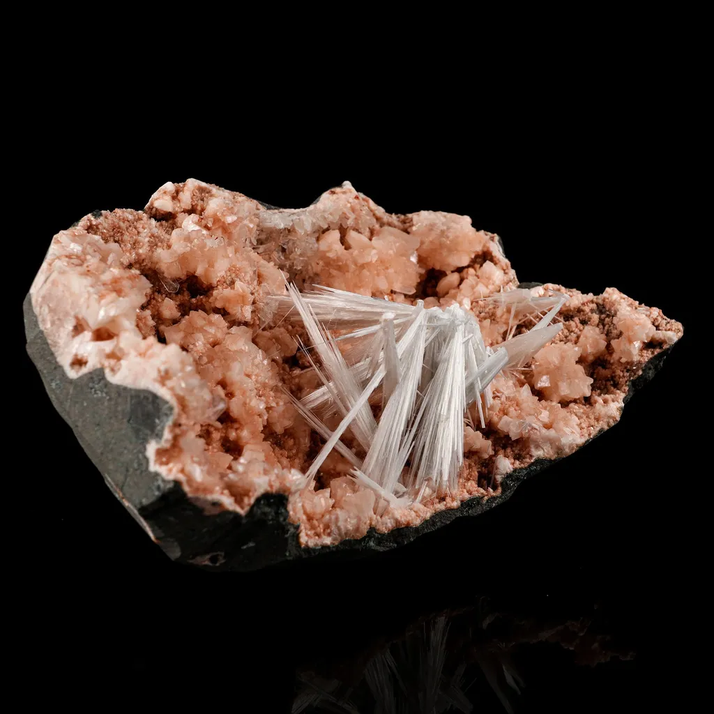 Scolecite Sprays Inside Heulandite Geode Natural Mineral Specimen - image 3