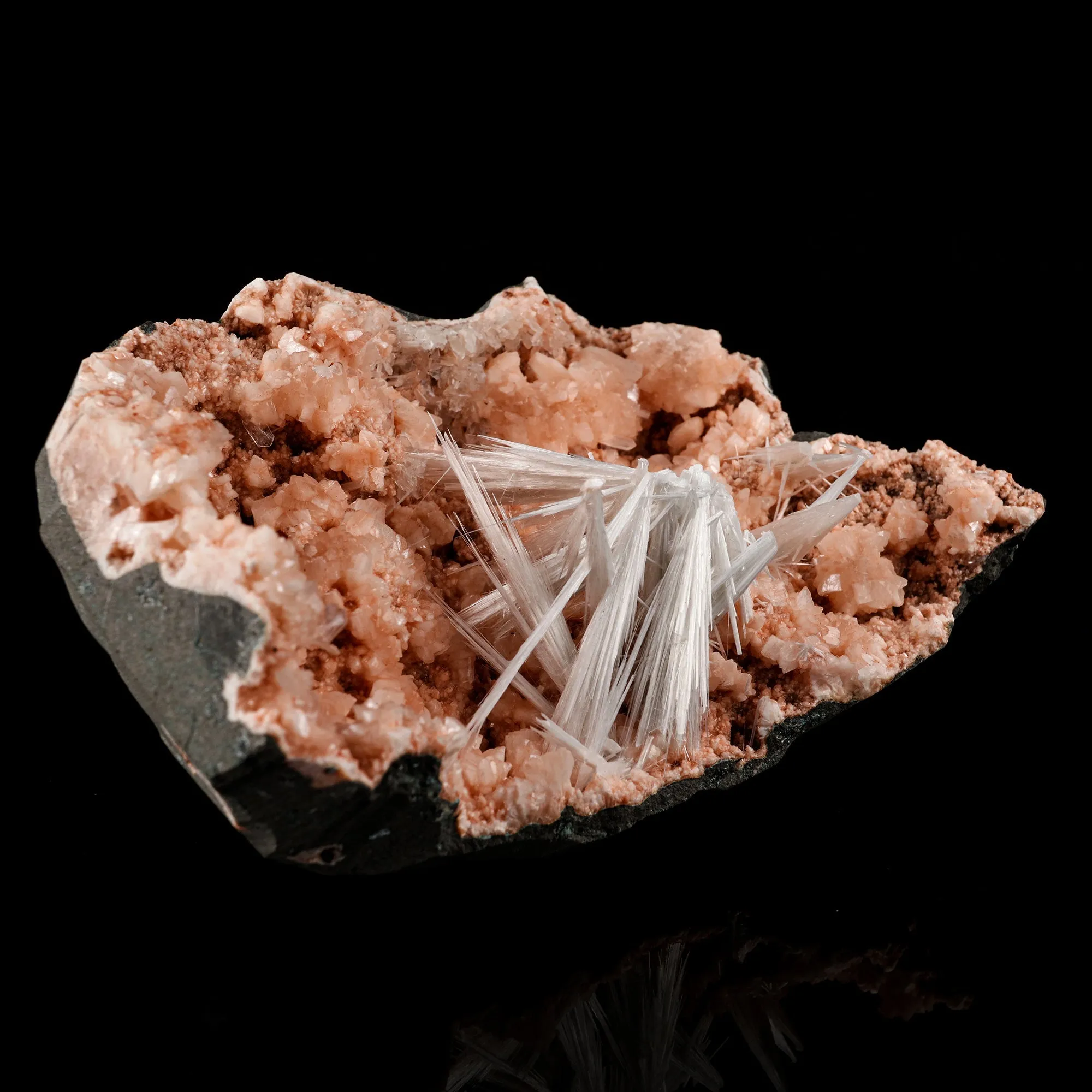 Scolecite Sprays Inside Heulandite Geode Natural Mineral Specimen - image 3