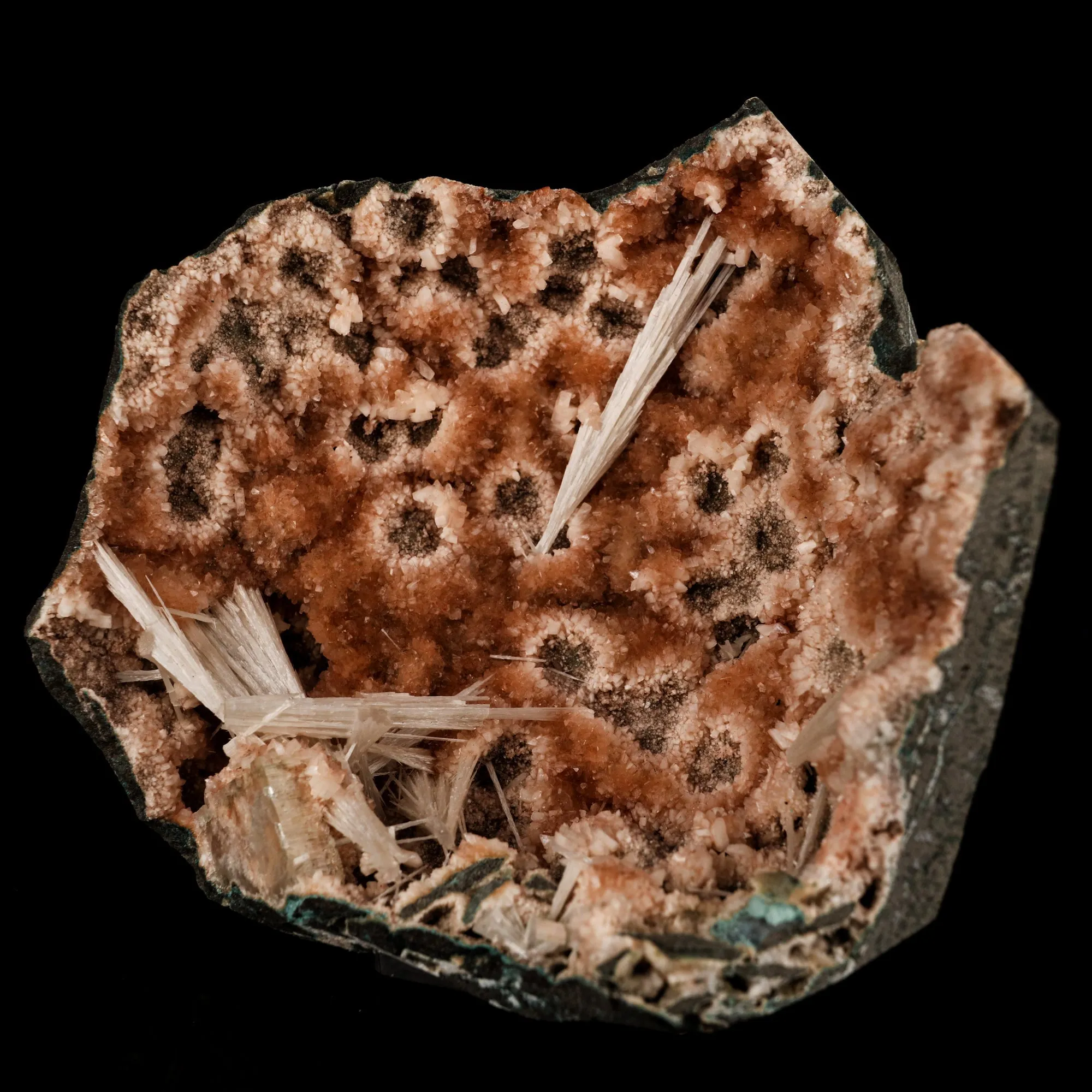 Scolecite Sprays Inside Heulandite Geode Natural Mineral Specimen - image 2