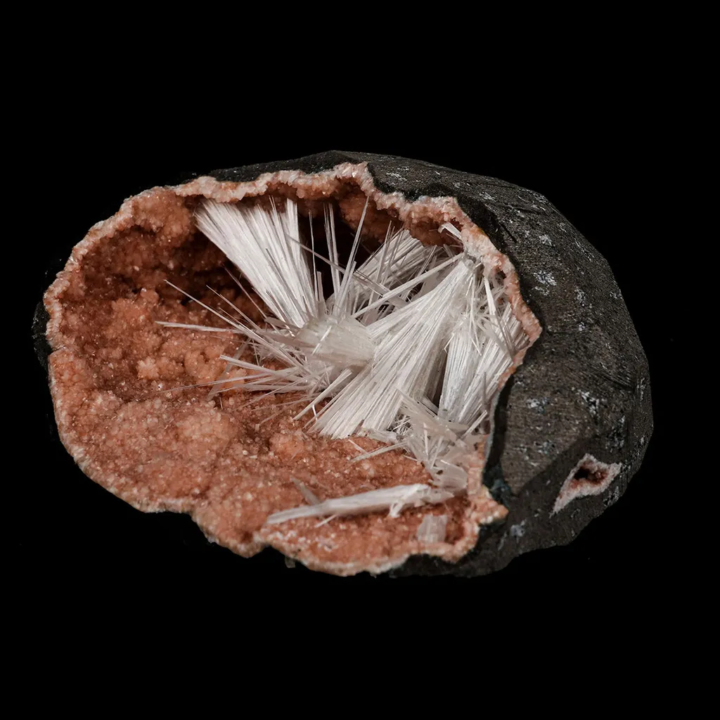 Scolecite Sprays Inside Heulandite Geode Natural Mineral Specimen - image 2