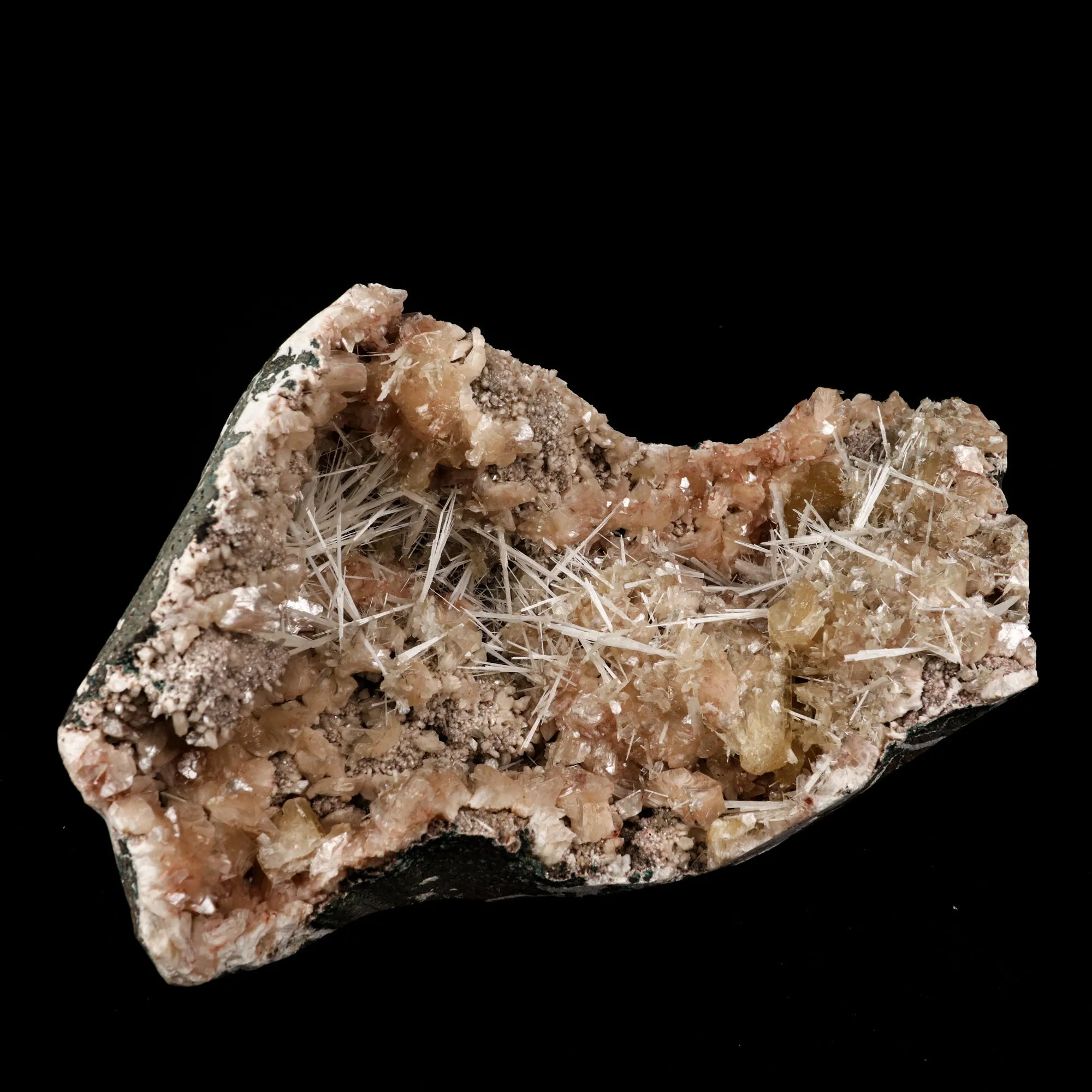 Scolecite Sprays Inside Heulandite Geode Natural Mineral Specimen - image 2