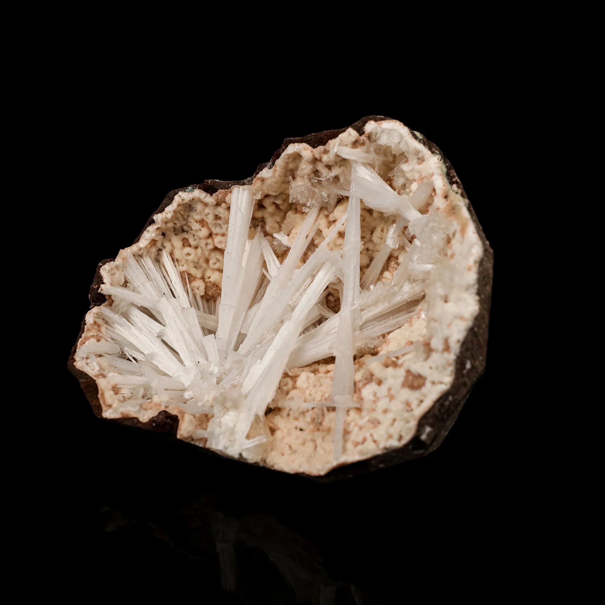 Scolecite Sprays Inside Heulandite Geode Natural Mineral Specimen - image 2