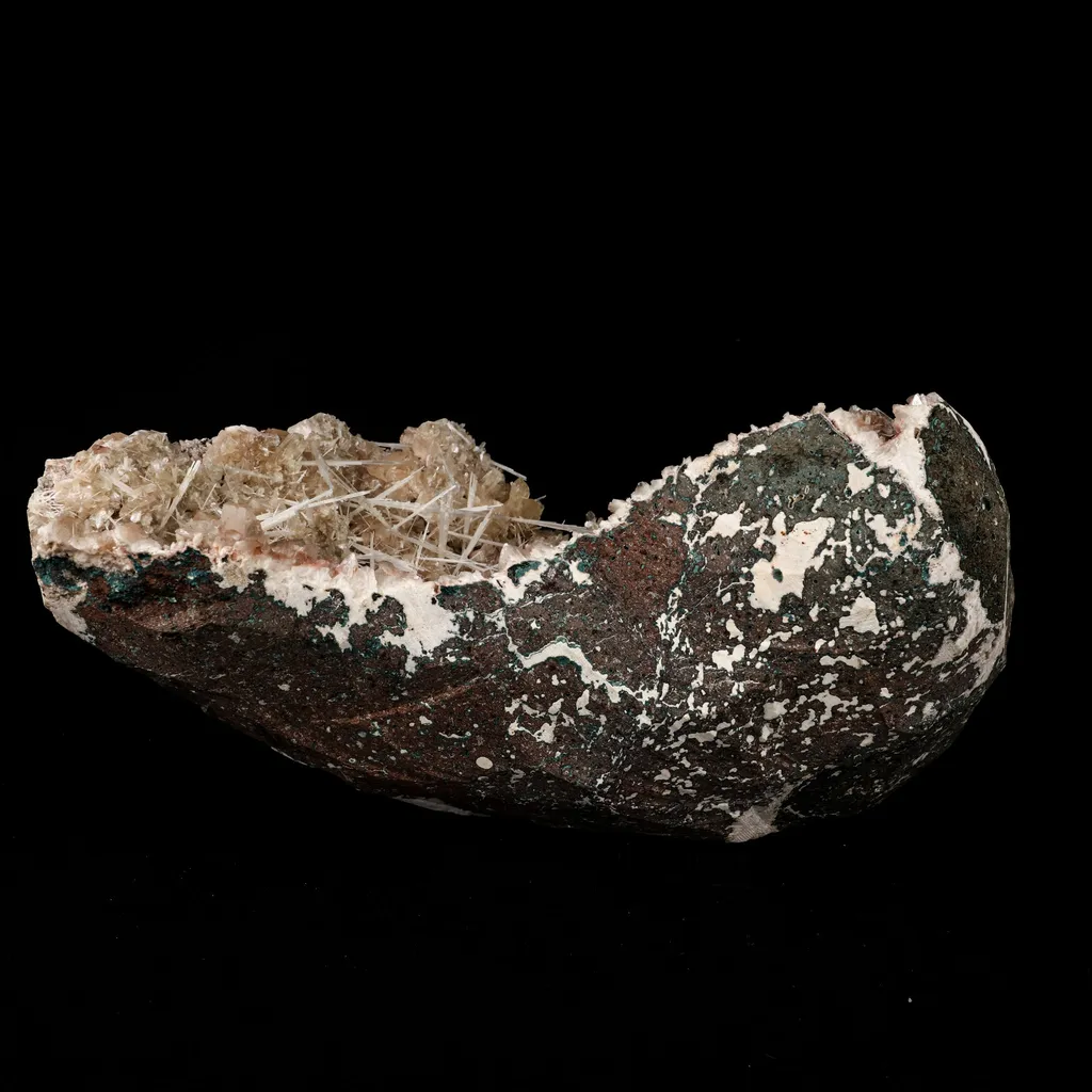 Scolecite Sprays Inside Heulandite Geode Natural Mineral Specimen - image 5