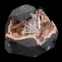 Scolecite Sprays Inside Heulandite Geode Natural Mineral Specimen - image 6