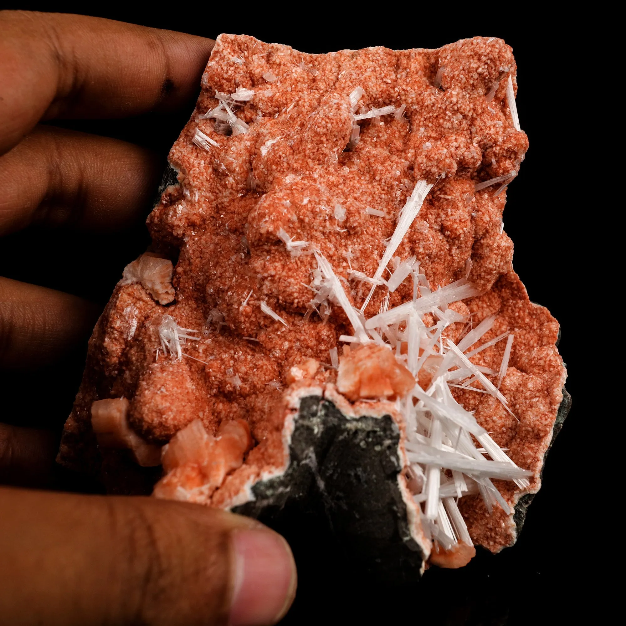Scolecite Sprays Inside Heulandite Geode Natural Mineral Specimen - image 4