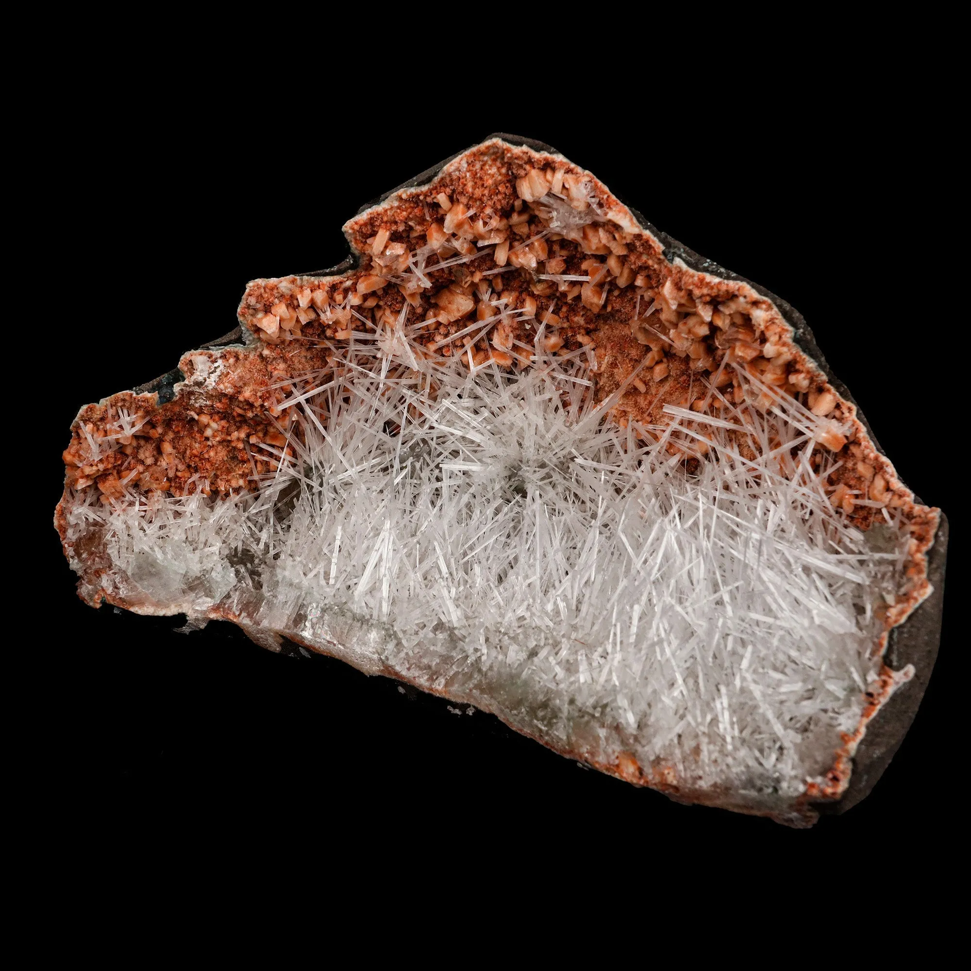 Scolecite Sprays Inside Heulandite Geode Natural Mineral Specimen - image 3