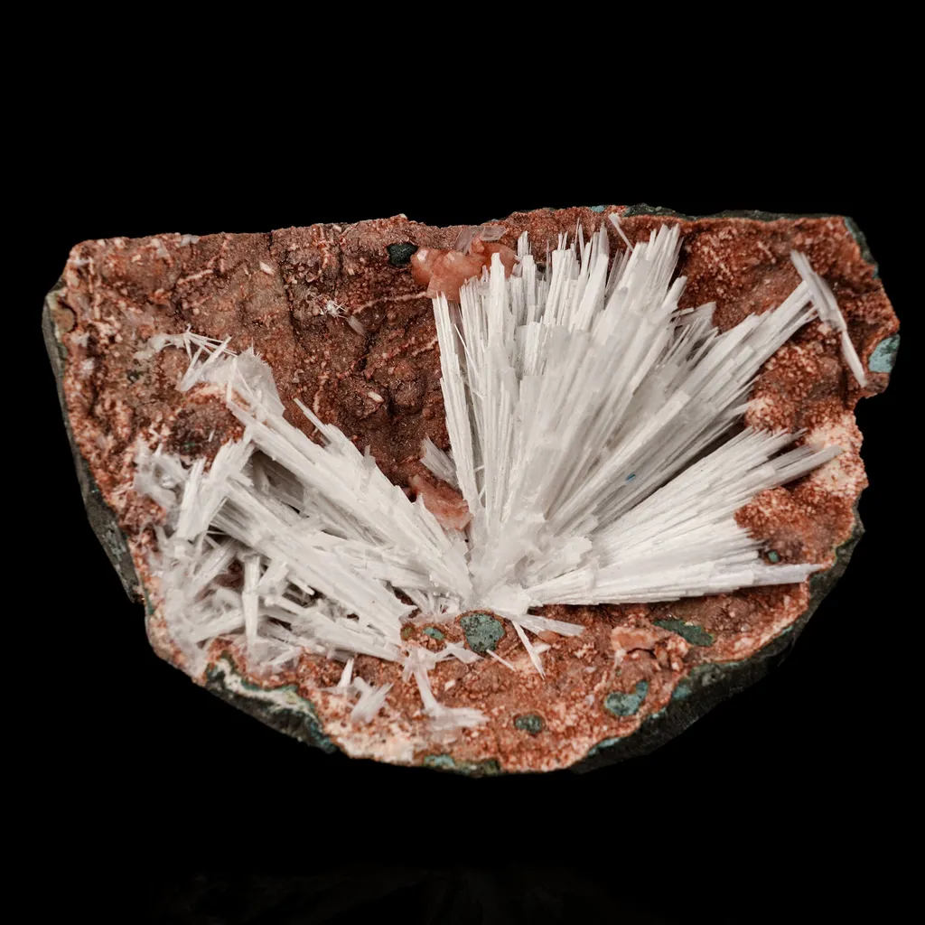 Scolecite Sprays Inside Heulandite Geode Natural Mineral Specimen image