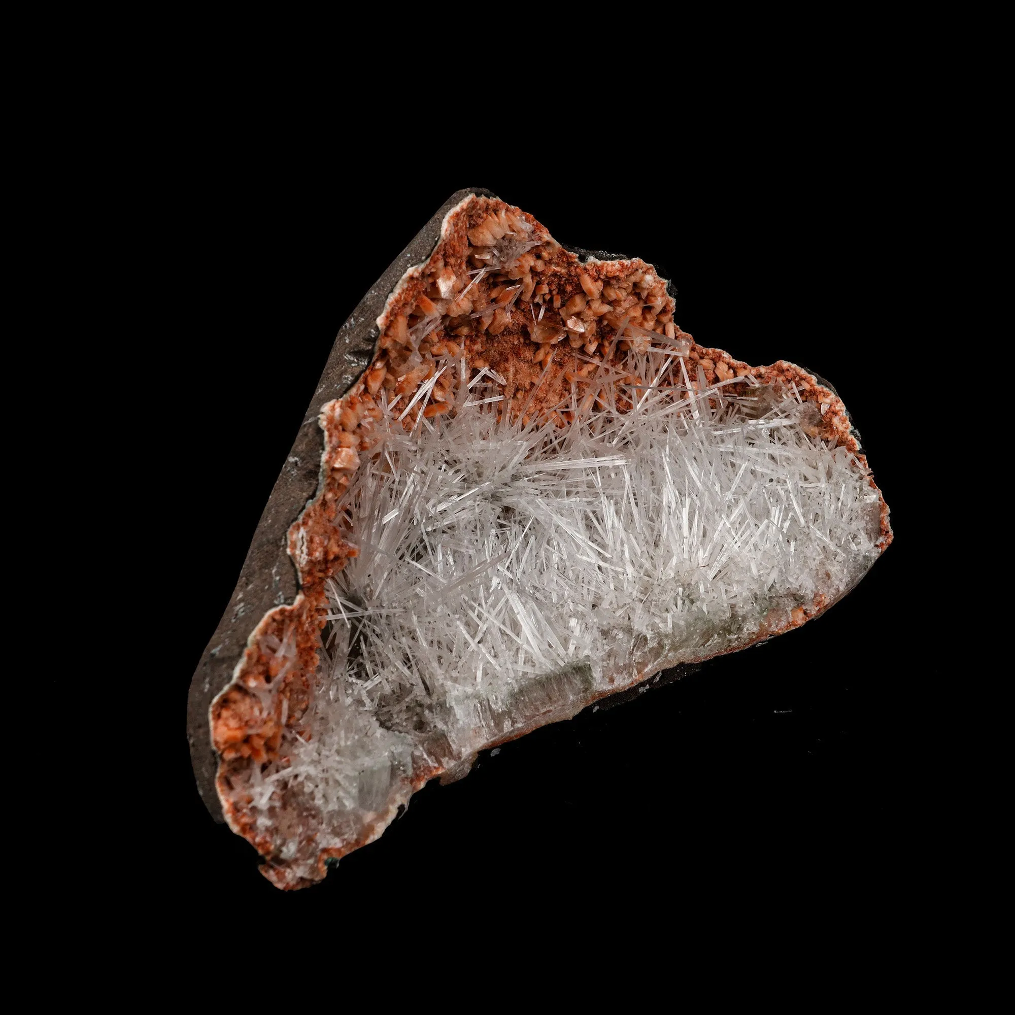 Scolecite Sprays Inside Heulandite Geode Natural Mineral Specimen - image 2