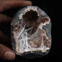 Scolecite Sprays Inside Heulandite Geode Natural Mineral Specimen - image 4