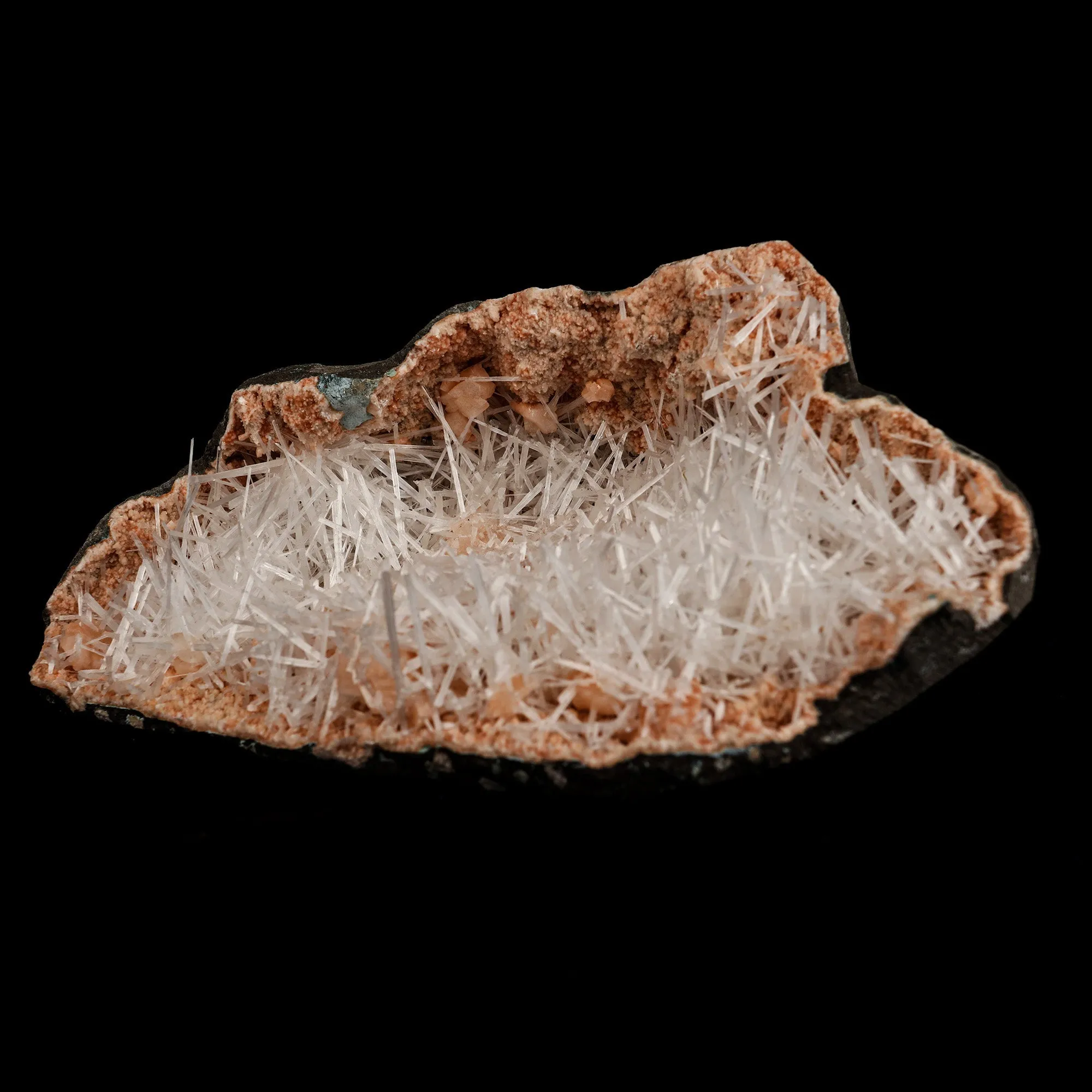 Scolecite Sprays Inside Heulandite Geode Natural Mineral Specimen - image 3