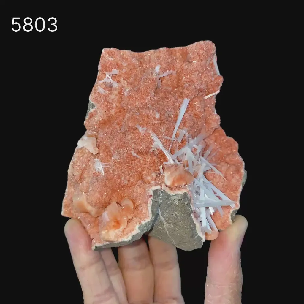 Scolecite Sprays Inside Heulandite Geode Natural Mineral Specimen - image 6
