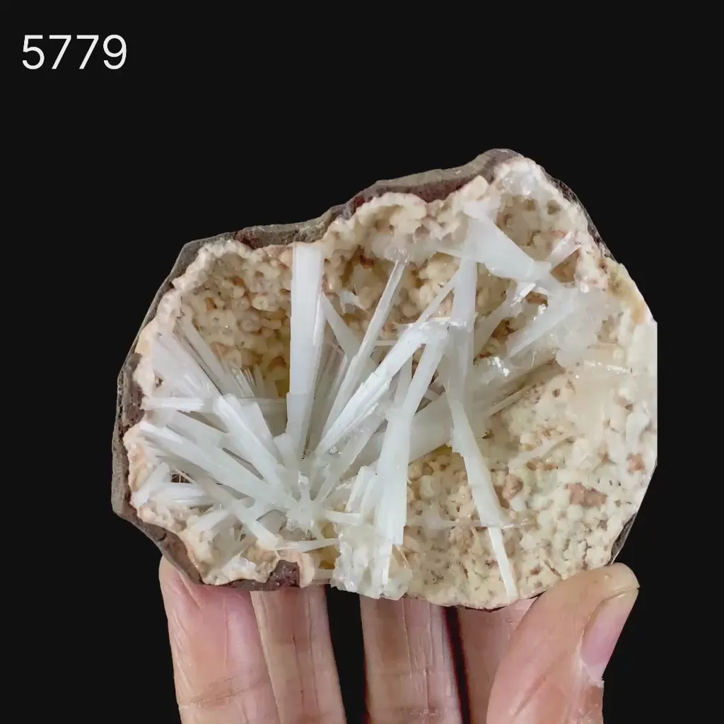Scolecite Sprays Inside Heulandite Geode Natural Mineral Specimen - image 6