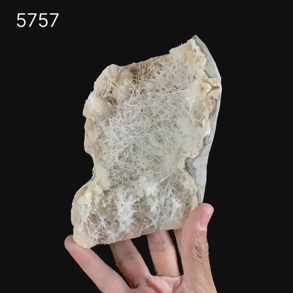 Scolecite Sprays Inside Heulandite Geode Natural Mineral Specimen - image 6