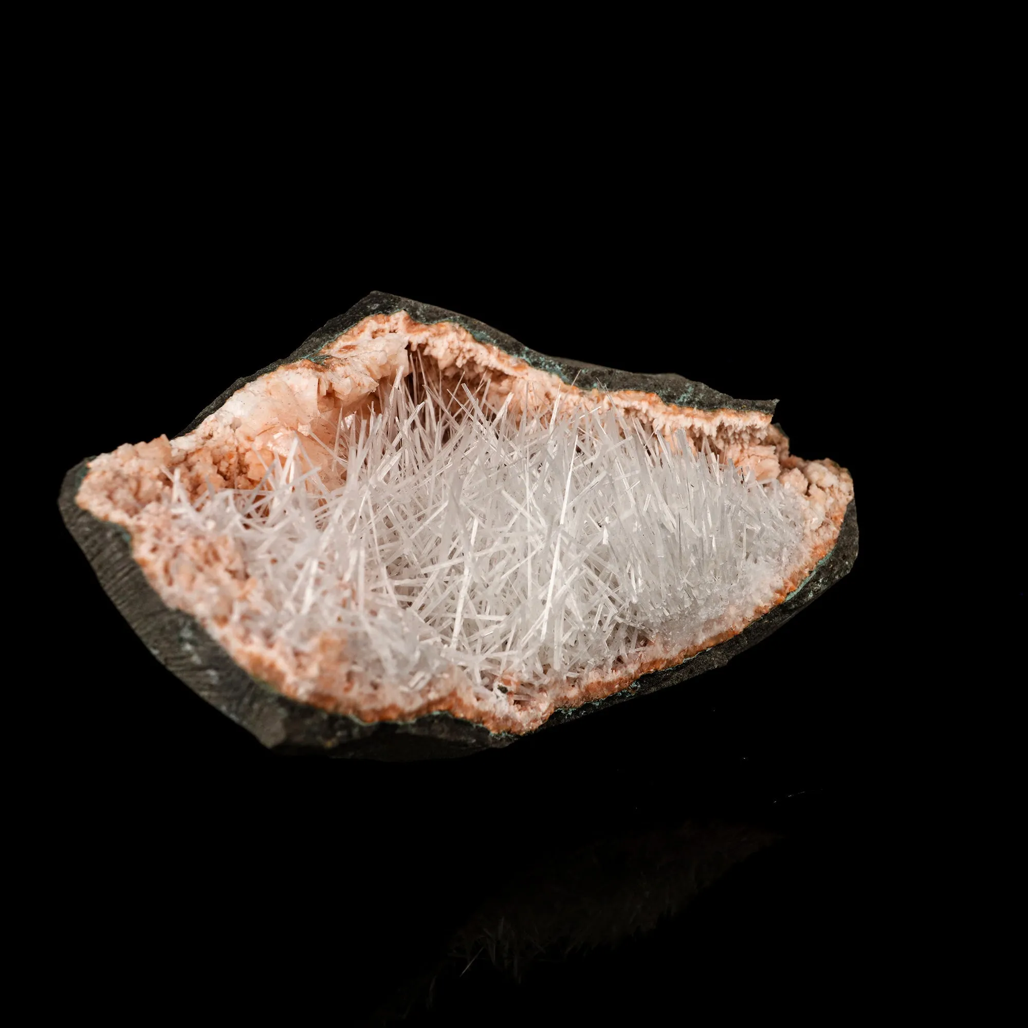 Scolecite Sprays Inside Heulandite Geode Natural Mineral Specimen - image 2