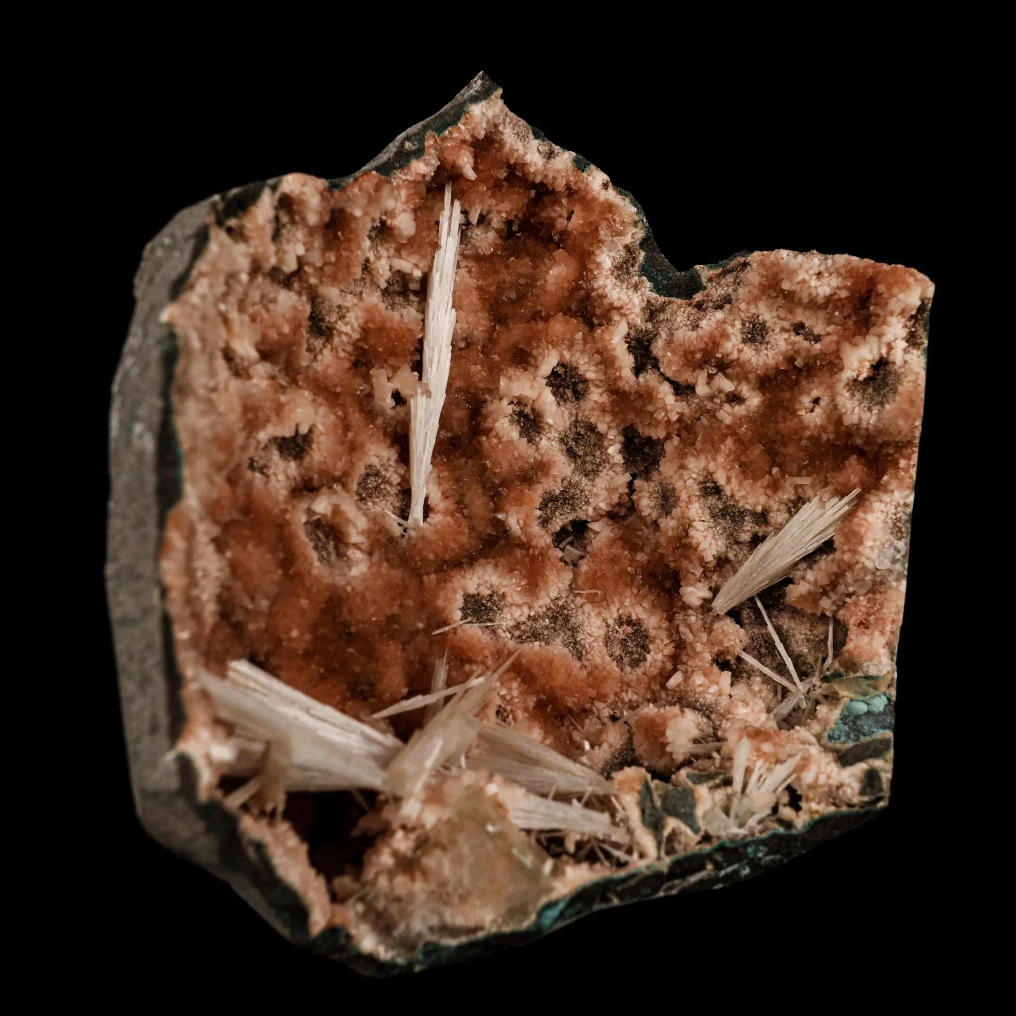 Scolecite Sprays Inside Heulandite Geode Natural Mineral Specimen - image 3