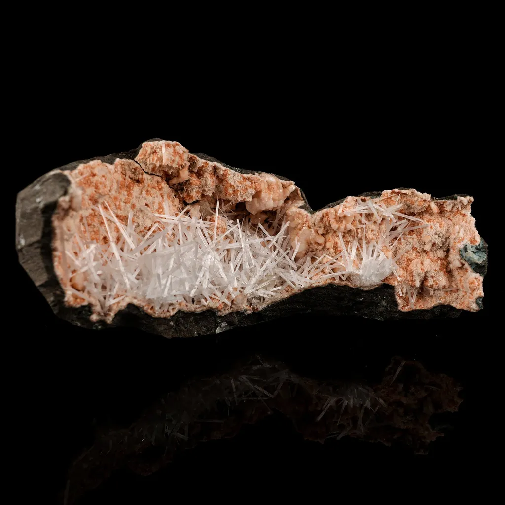 Scolecite Sprays Inside Heulandite Geode Natural Mineral Specimen - image 3