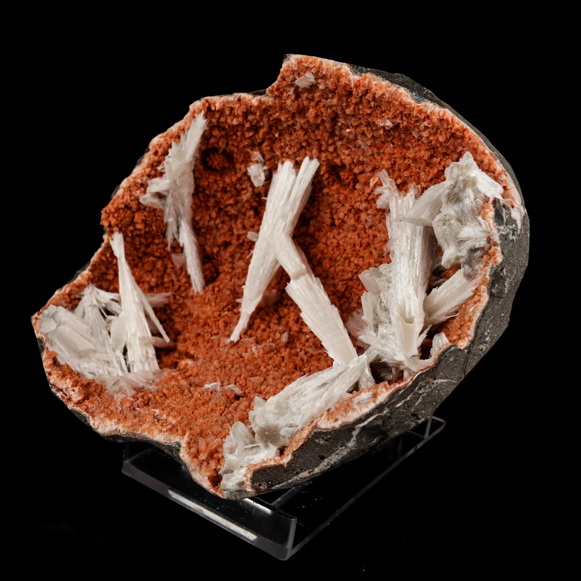 Scolecite Sprays Inside Heulandite Geode Natural Mineral Specimen - image 2