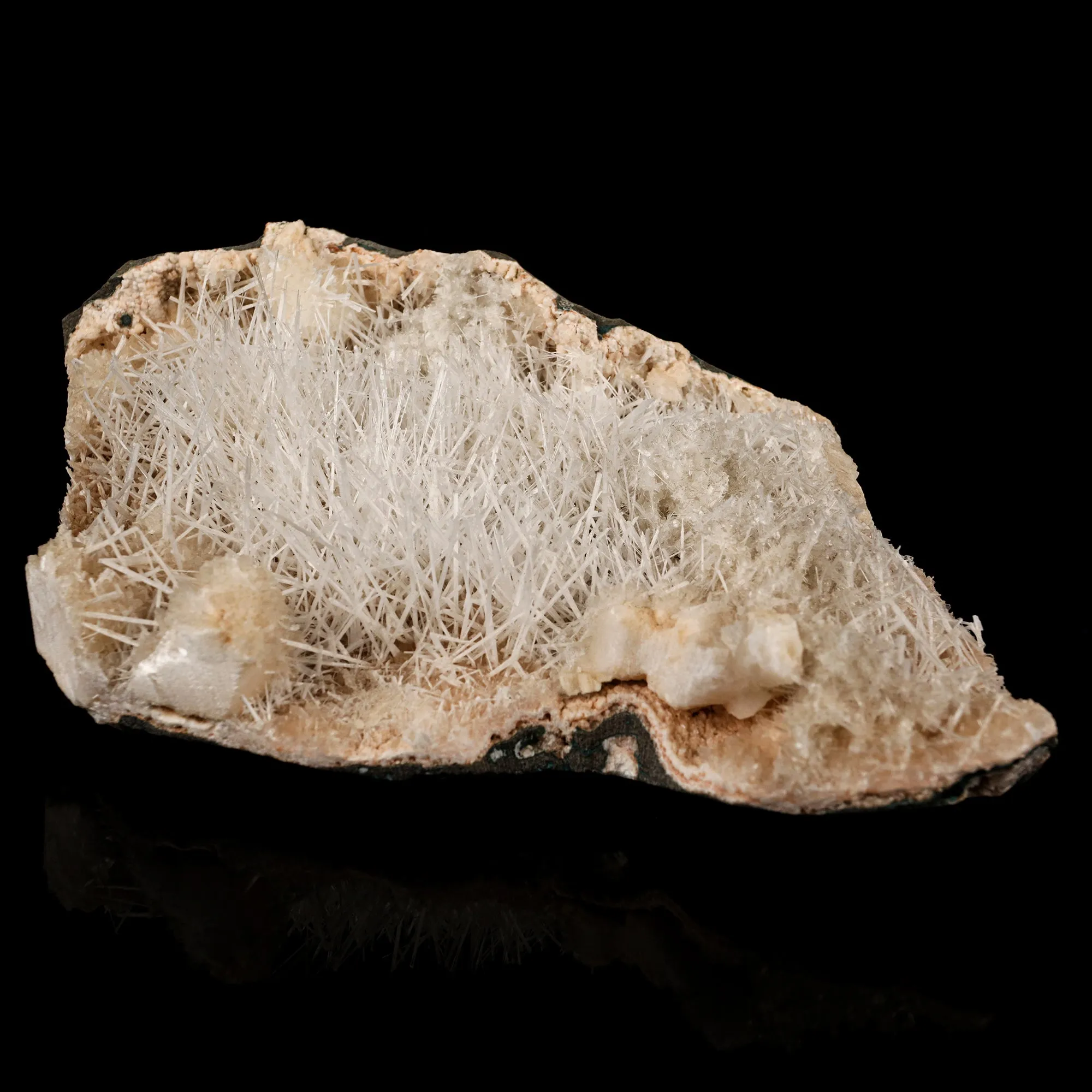 Scolecite Sprays Inside Heulandite Geode Natural Mineral Specimen - image 4