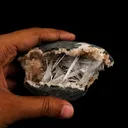 Scolecite Sprays Inside Heulandite Geode Natural Mineral Specimen - image 6