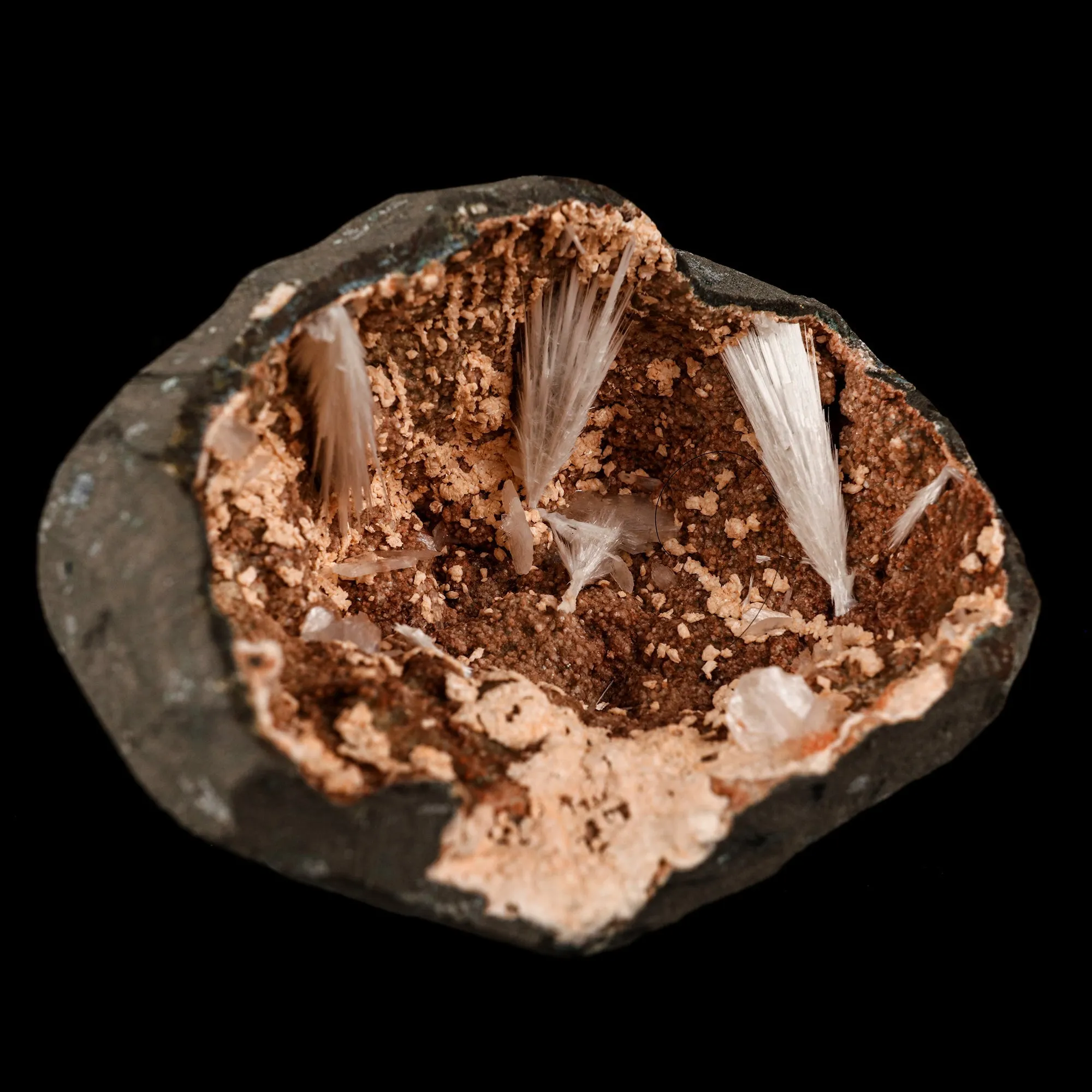 Scolecite Sprays Inside Heulandite Geode Natural Mineral Specimen - image 2