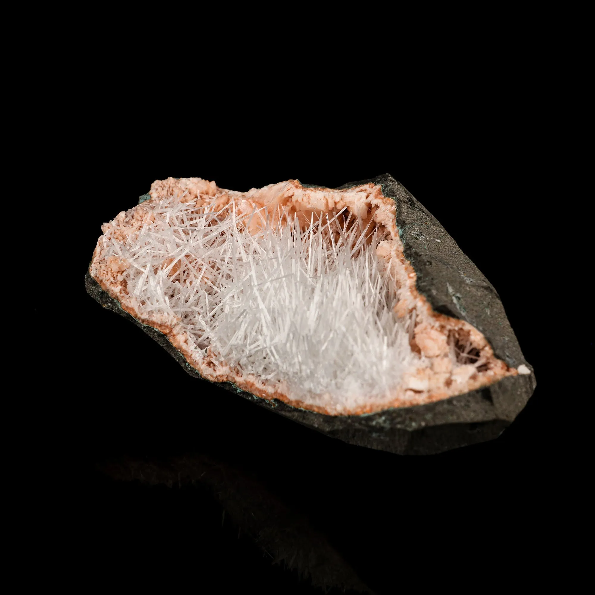 Scolecite Sprays Inside Heulandite Geode Natural Mineral Specimen - image 3