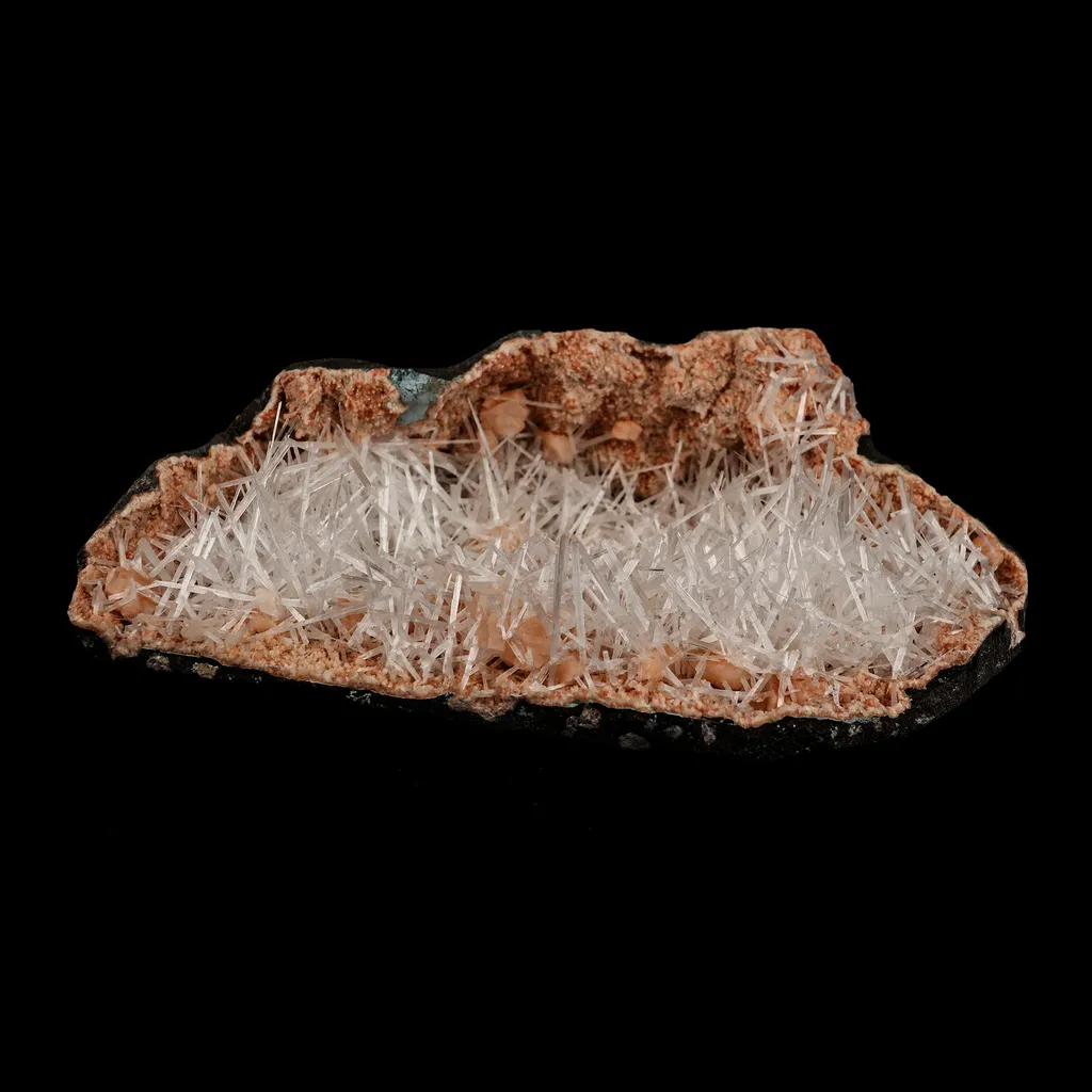 Scolecite Sprays Inside Heulandite Geode Natural Mineral Specimen image