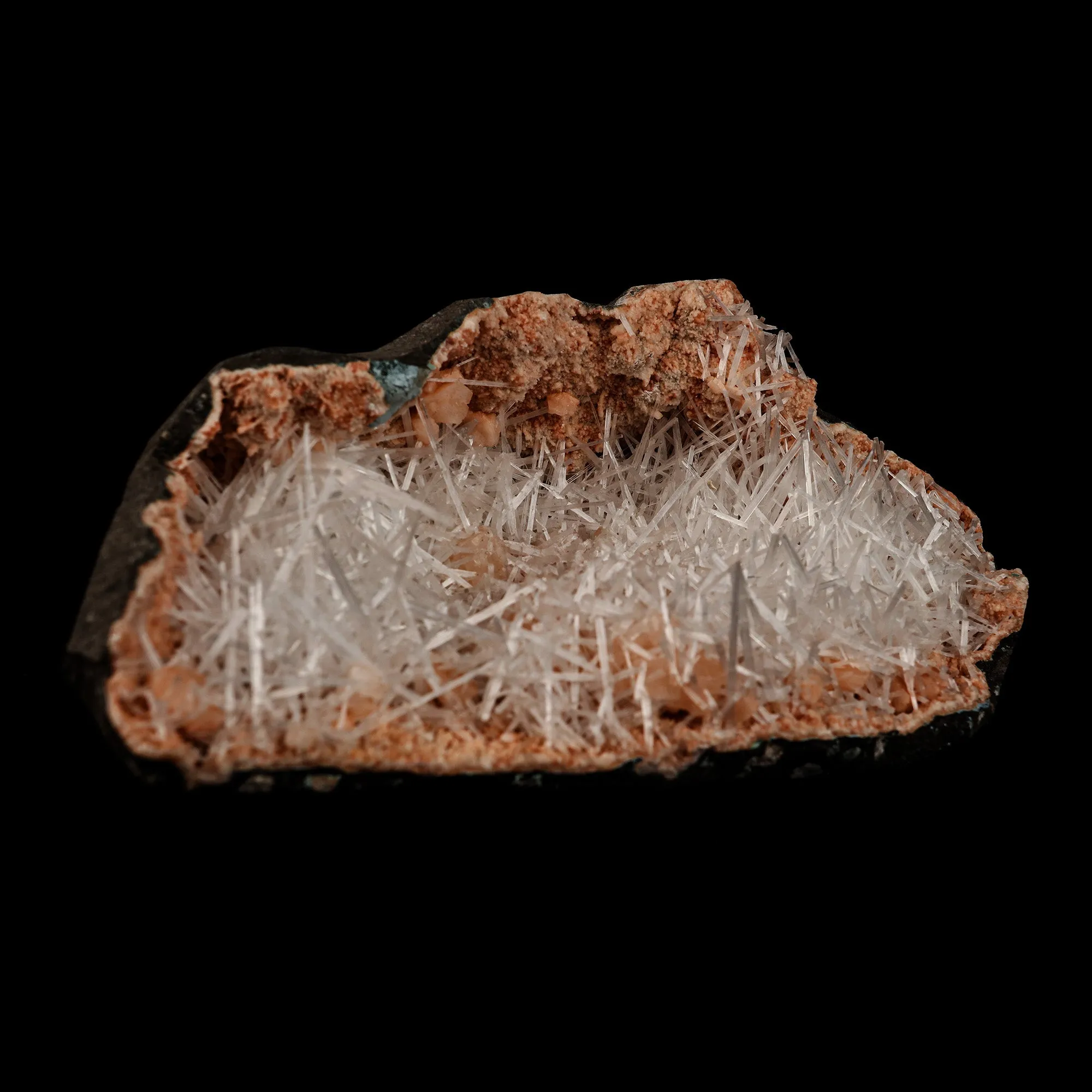Scolecite Sprays Inside Heulandite Geode Natural Mineral Specimen - image 2