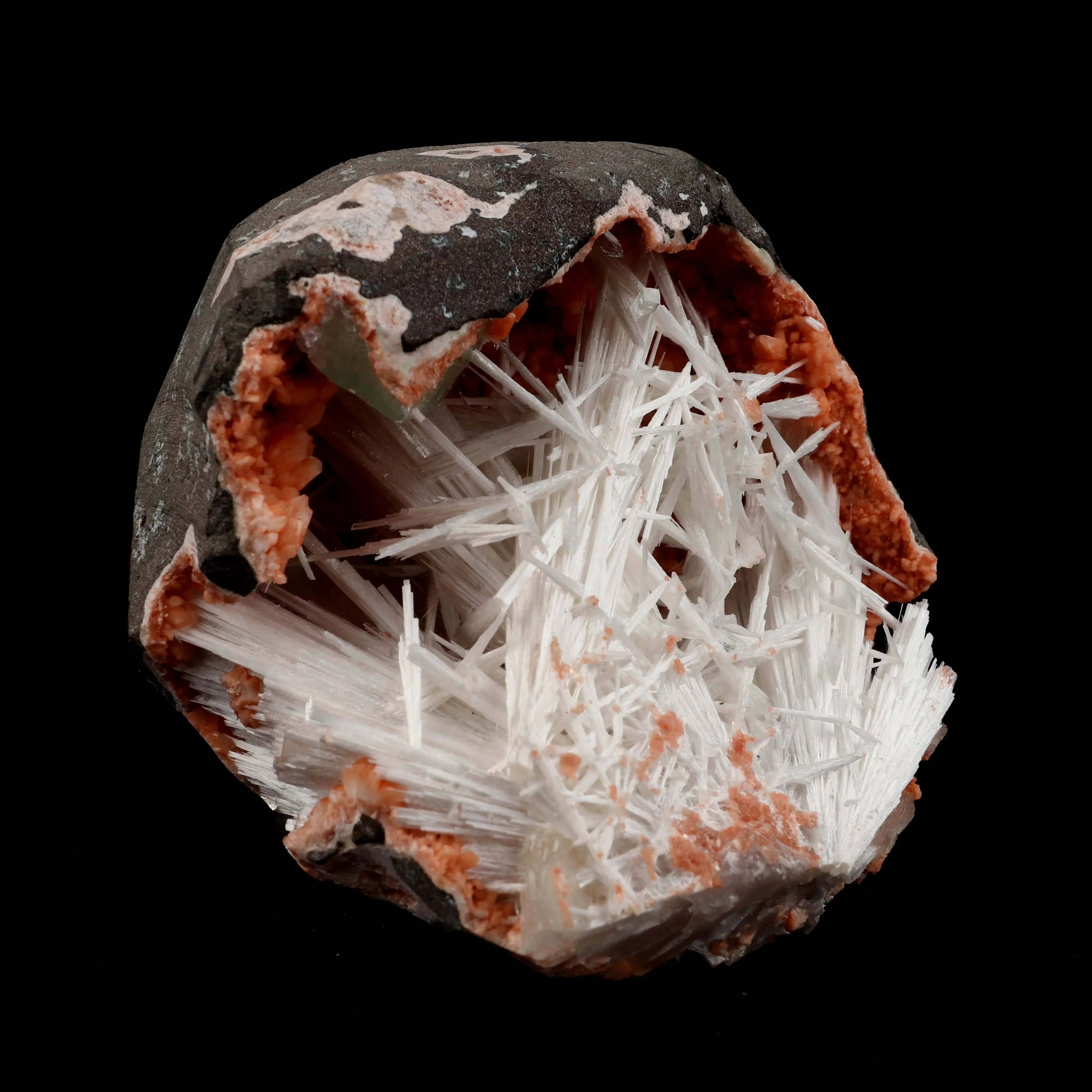 Scolecite Sprays Inside Heulandite Natural Mineral Specimen - image 1