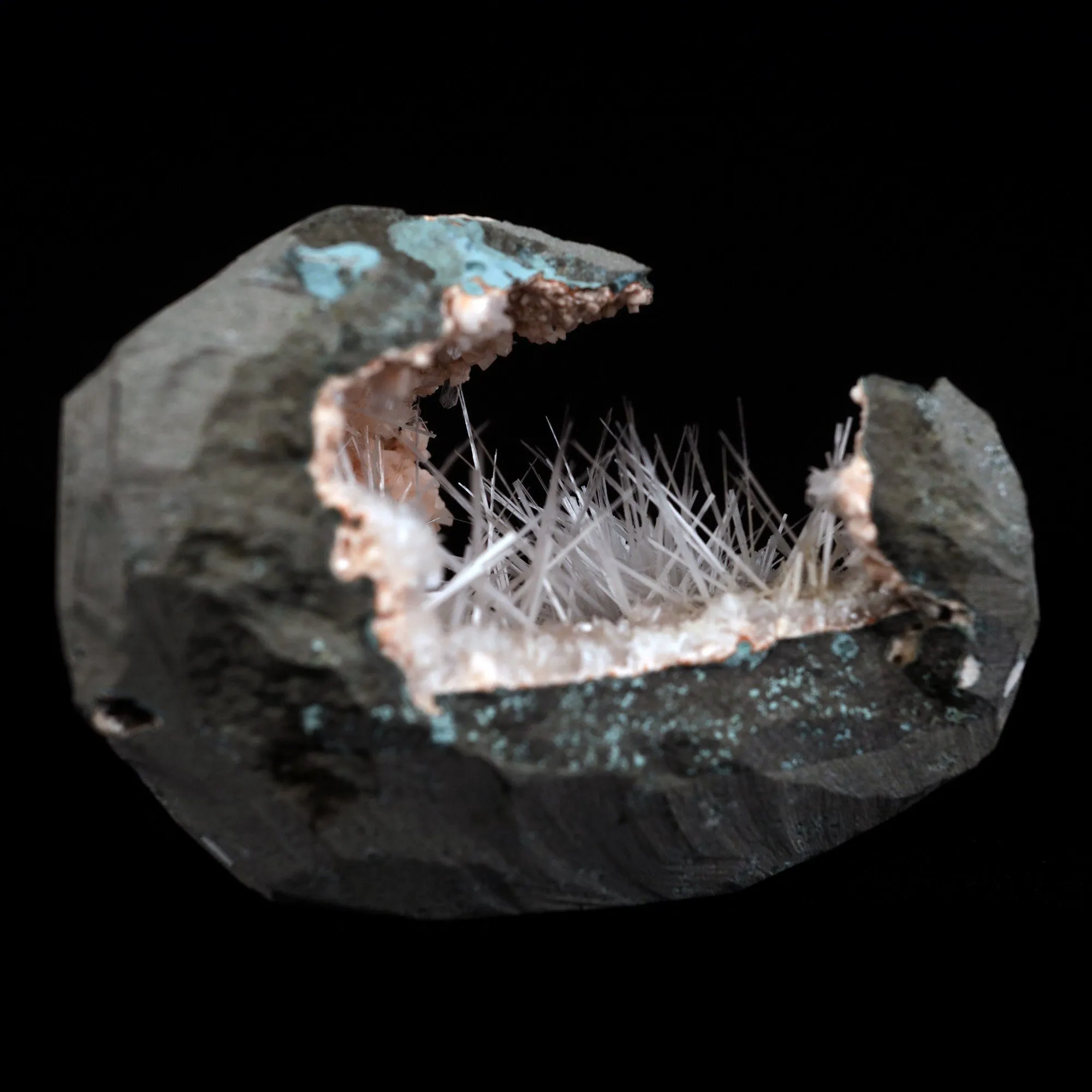 Scolecite Sprays Inside Heulandite See through Geode Natural Mineral Specimen - image 5