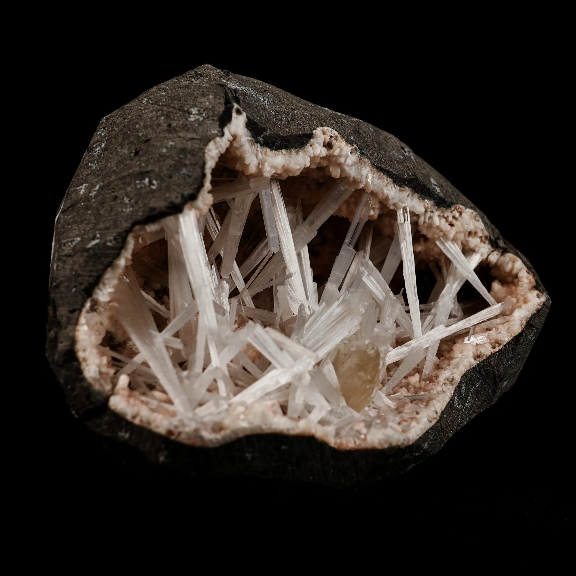Scolecite Sprays Intergrown Inside Heulandite Geode Natural Mineral Specimen - image 2