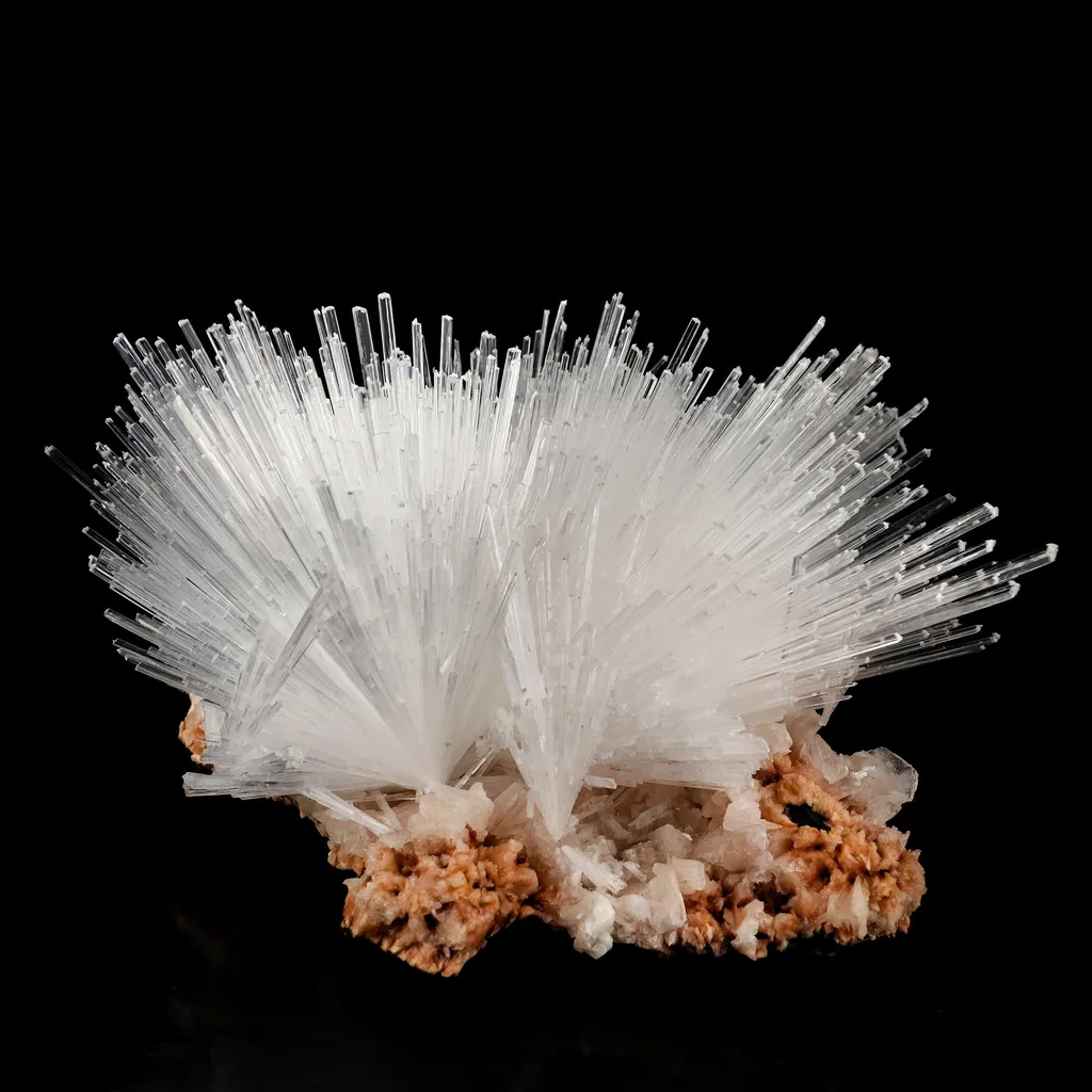 Scolecite Sprays on Heulandite Natural Mineral Specimen image