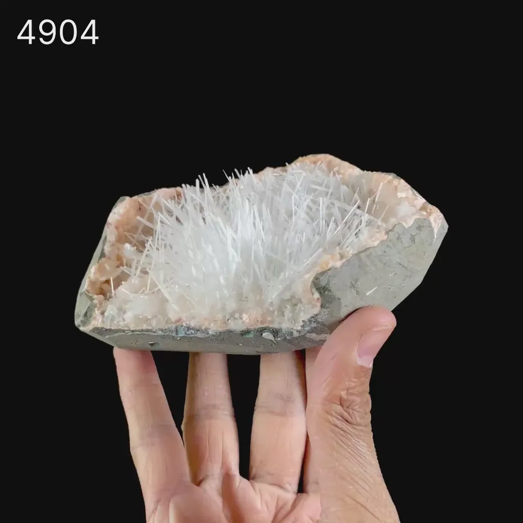 Scolecite Sprays On Heulandite With Stilbite Geode Natural Mineral Specimen - image 8