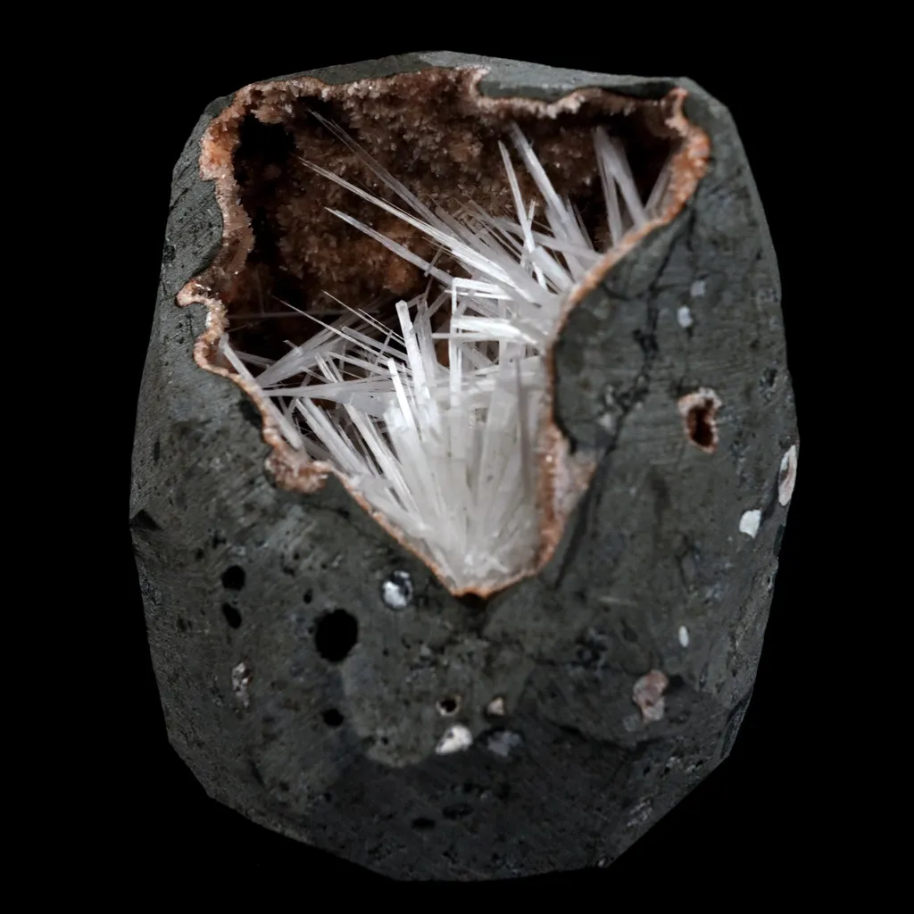 Scolecite Sprays On Heulandite With Stilbite Geode Natural Mineral Specimen - image 2
