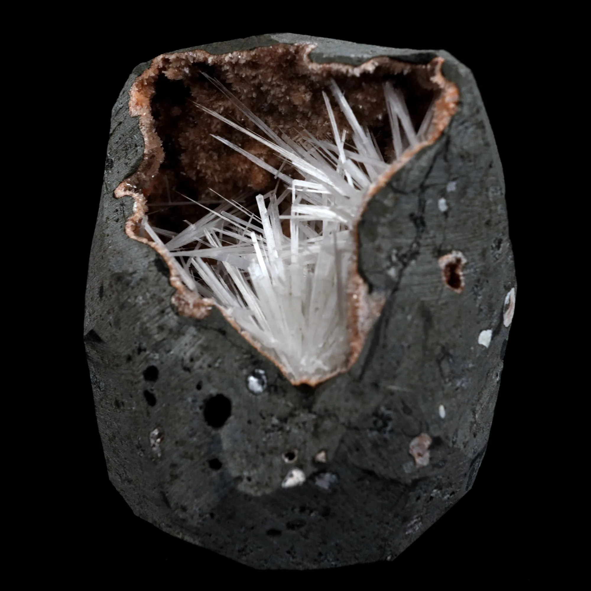 Scolecite Sprays On Heulandite With Stilbite Geode Natural Mineral Specimen - image 2