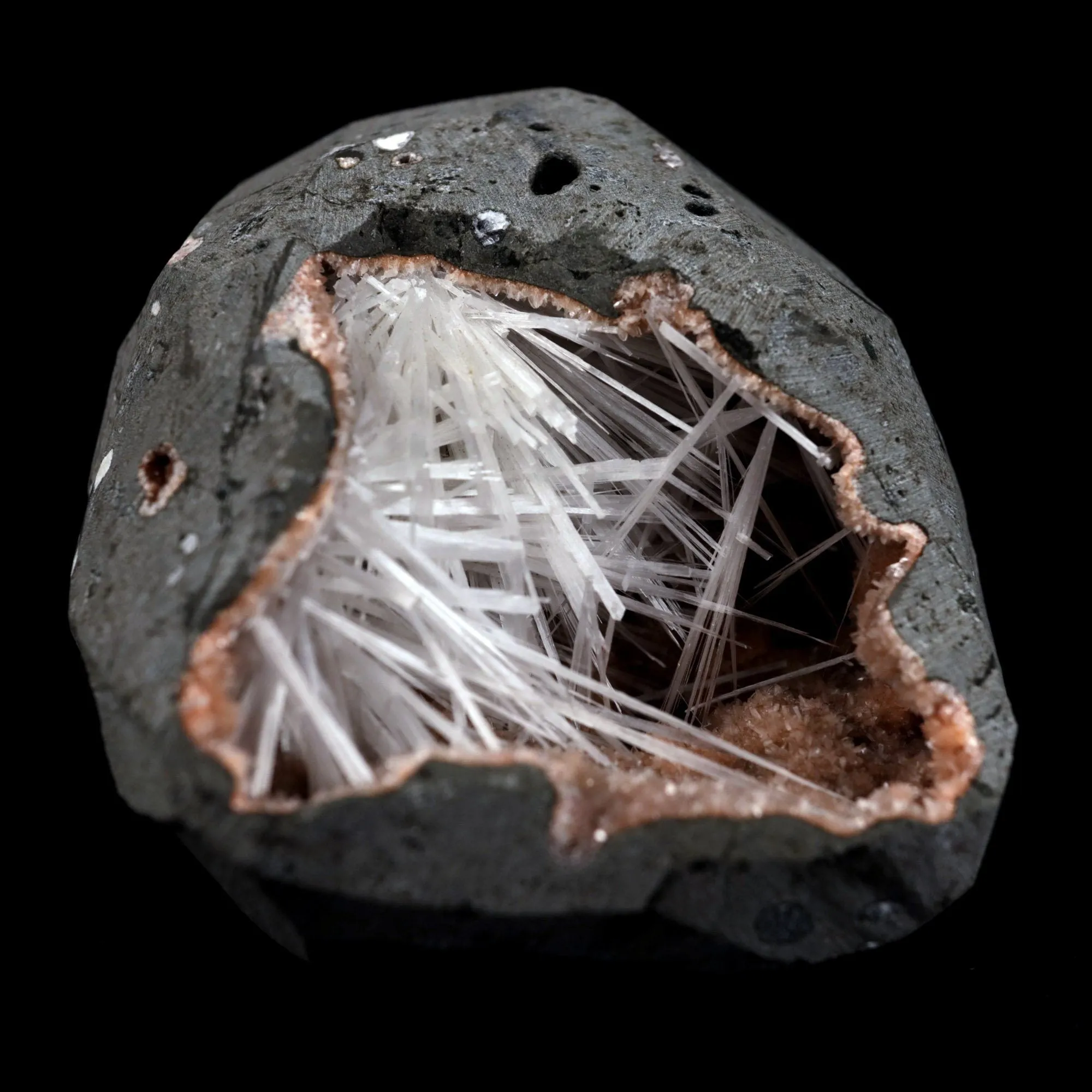 Scolecite Sprays On Heulandite With Stilbite Geode Natural Mineral Specimen - image 5